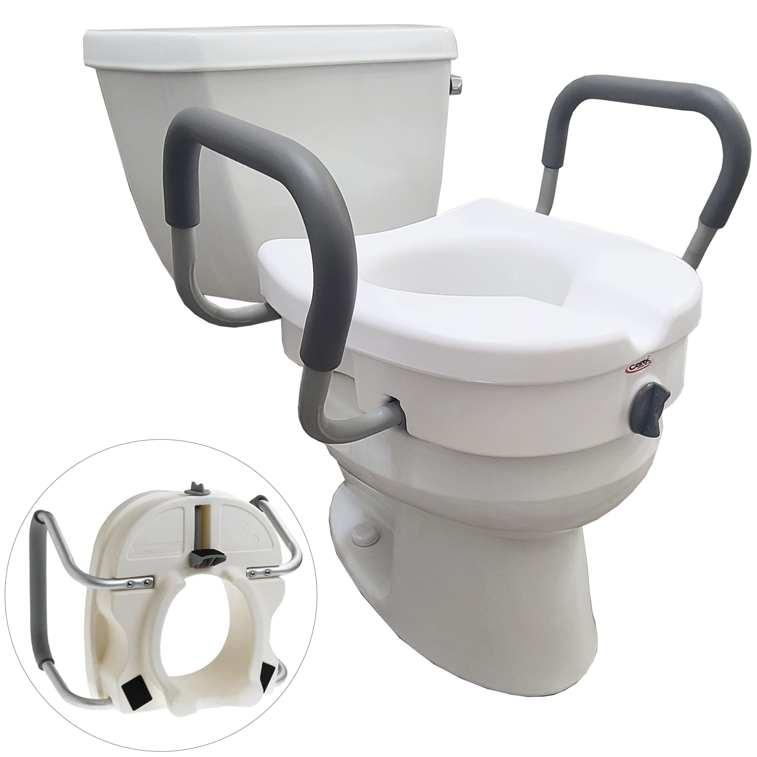 Carex E-Z Lock Raised Toilet Seat with Arms by Carex Health Brands