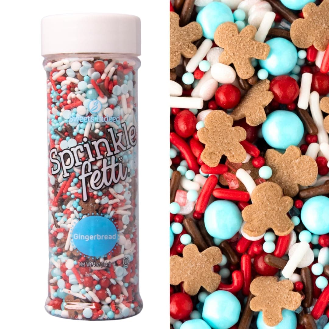 Sprinkles, Gingerbread Edible Sprinkle Mix, Perfect for Cake Decorations, Baking, Ice Cream, Cookies, Cupcake Topper 4 ounces