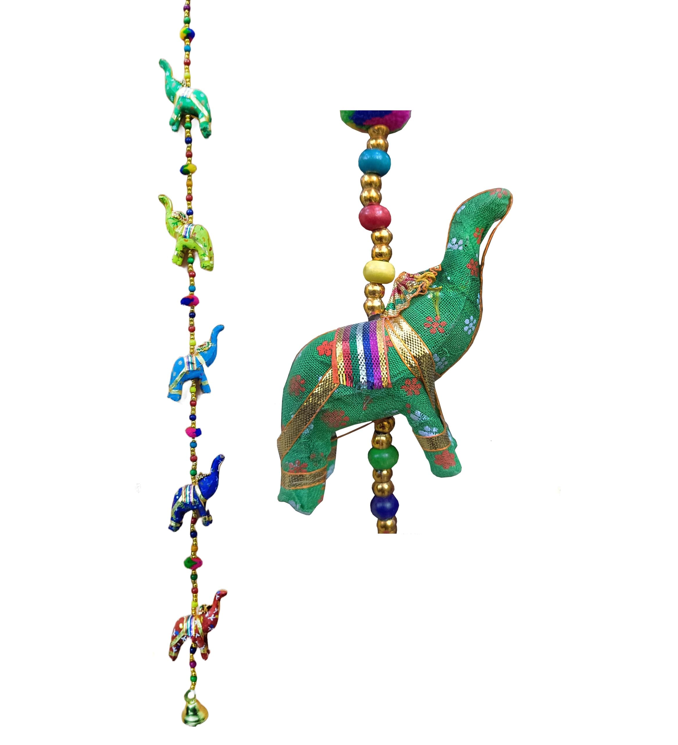 Rastogi Handicrafts Indian Traditional Five Elephant Hanging Layer with a Door Hanging, Wall Hanging, Decorative Hanging with a Free elephant hanging