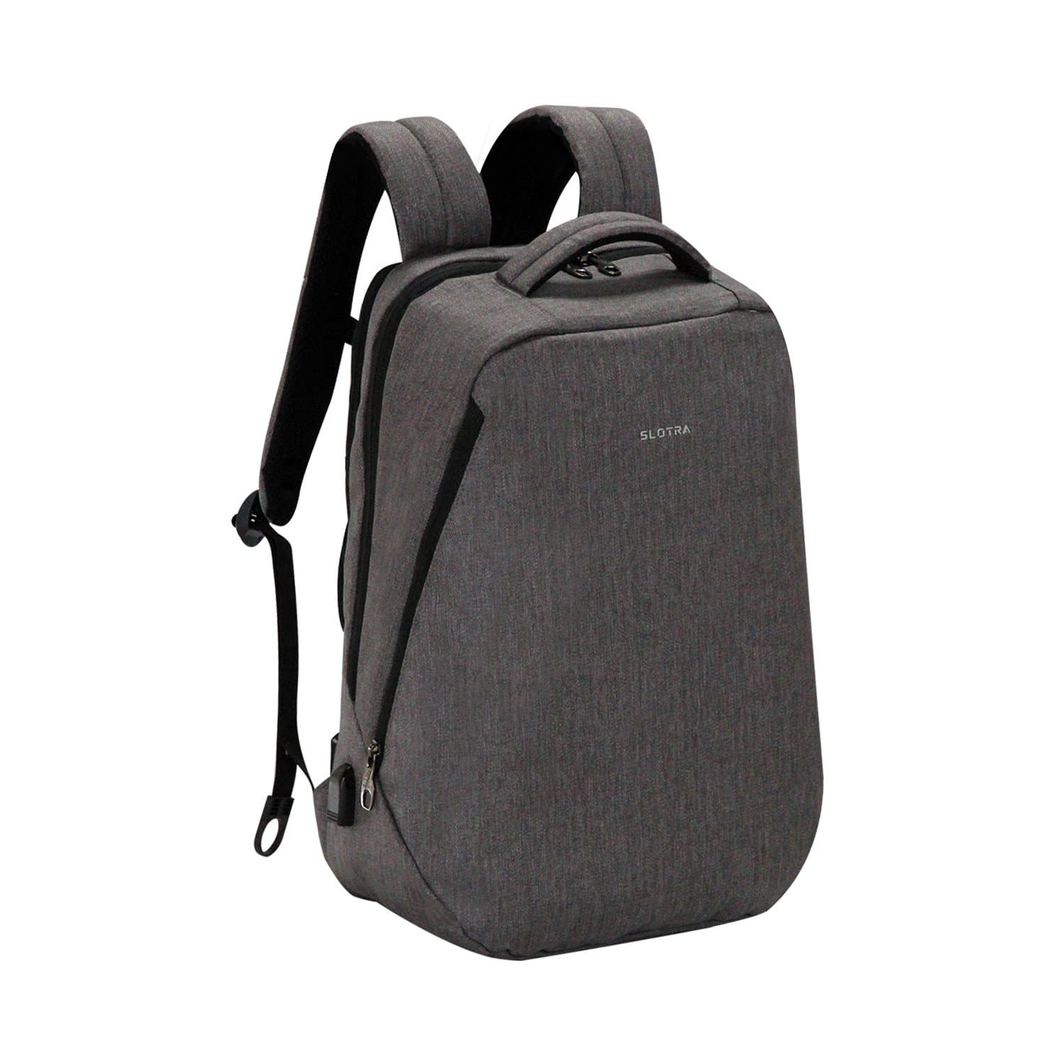 SLOTRA 17 Inch Laptop Backpack with USB Charging Cable Lightweight Work Travel School Bag Laptop Computer Backpack Grey