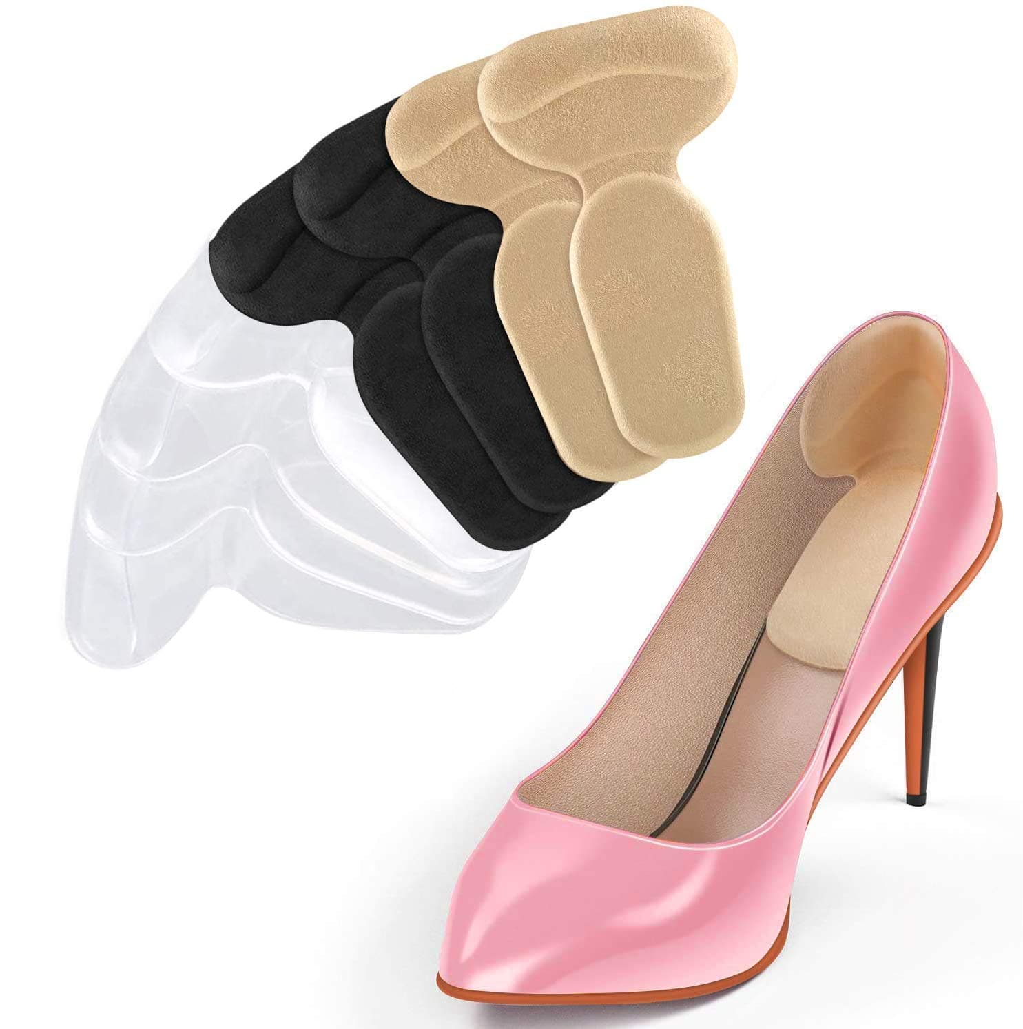 OtooKing Heel Cushion Inserts, Premium Self-Adhesive Shoe Insoles , Soft Gel Shoe Inserts, Blister and Callus Prevention and Protection Heel Pain Relief for Men and Women -4 Pairs