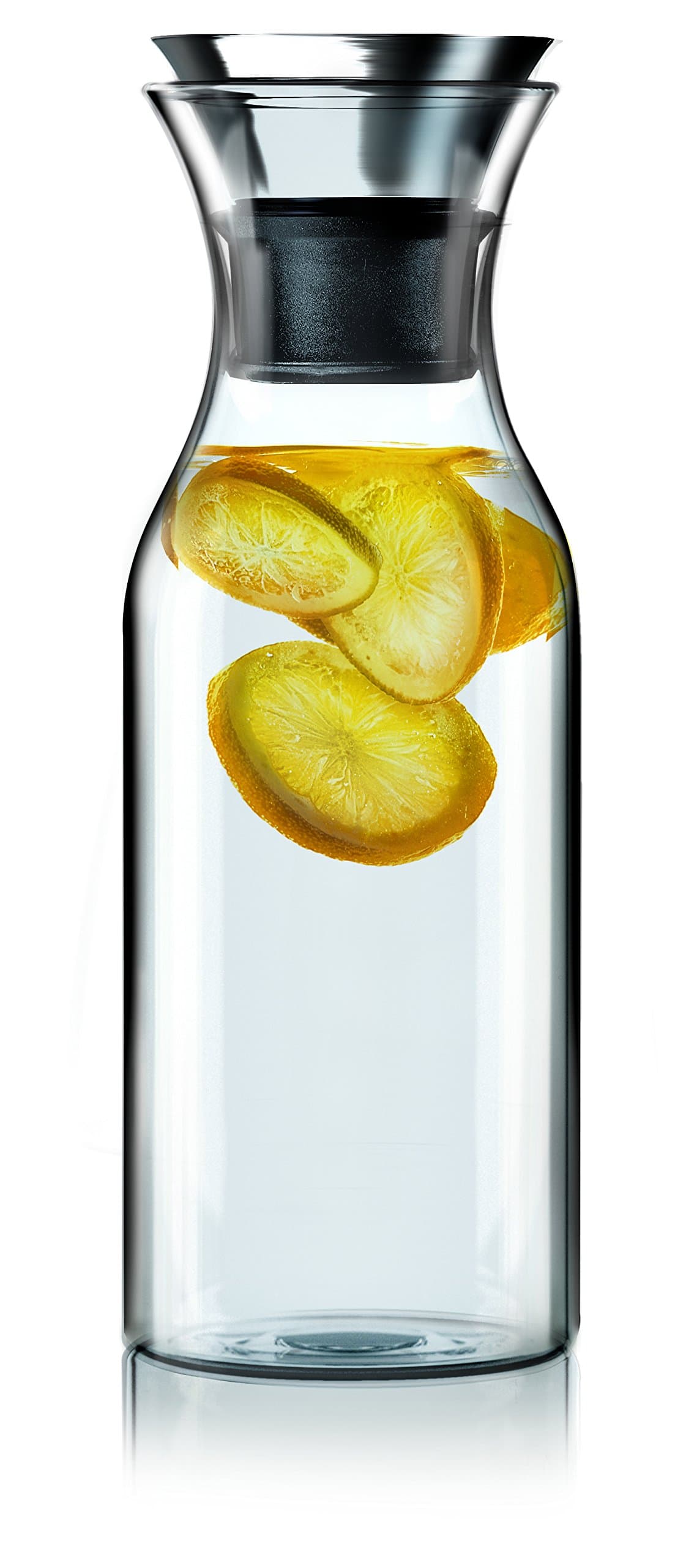 EVA SOLO | Fridge Carafe 1.0L | For Hot & Cold Drinks | 100% drip-free | Dishwasher-safe Borosilicate Glass | Stainless steel & Silicone Pouring Lip | Fits Most Refrigerator Doors | Danish Design