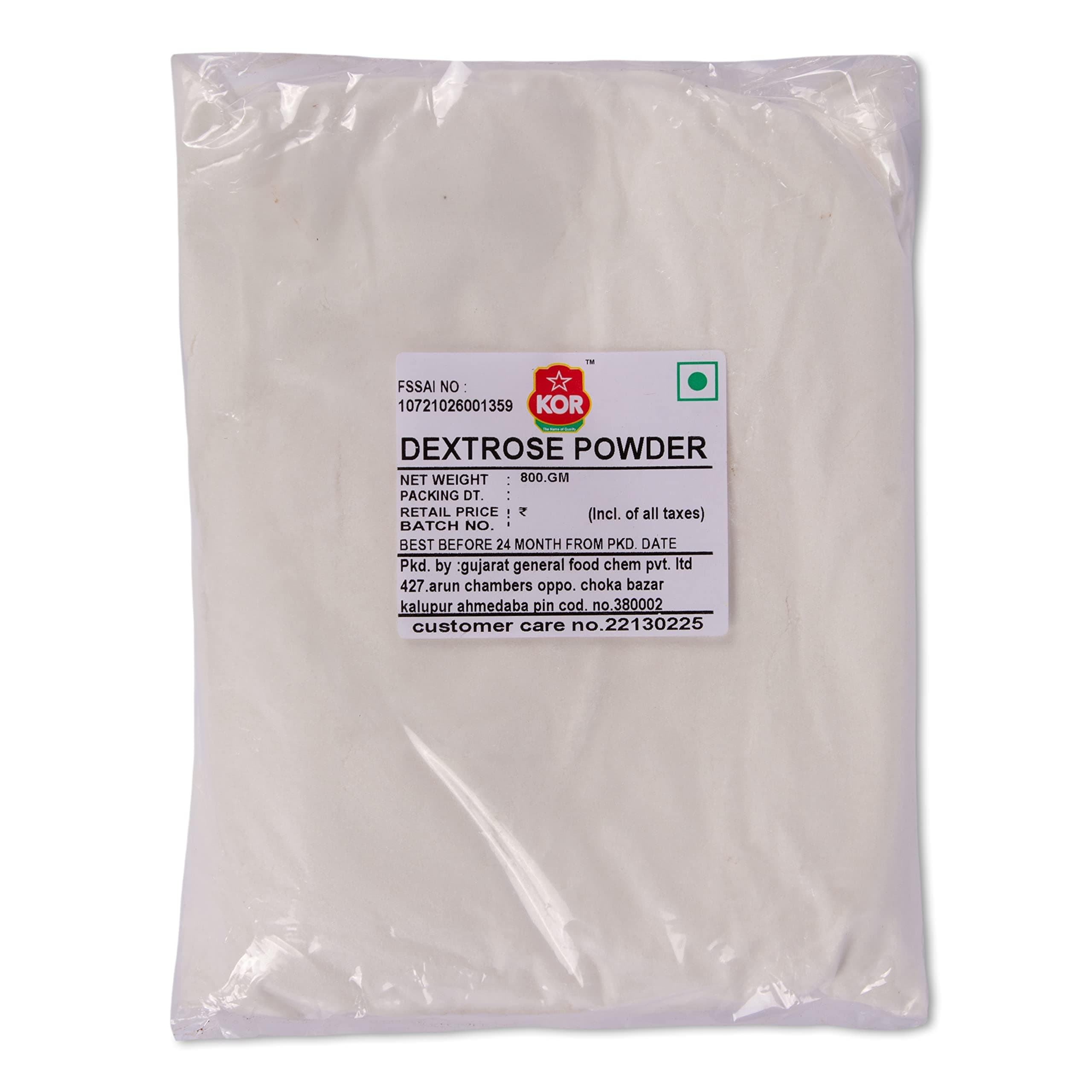 KOR Dextrose Monohydrate Glucose Powder - 800g (Pack Of 1) | Vegan & Gluten Free | Glucose Powder | Instant Energy Drink | Pre/Post Workout, Athletic Performance