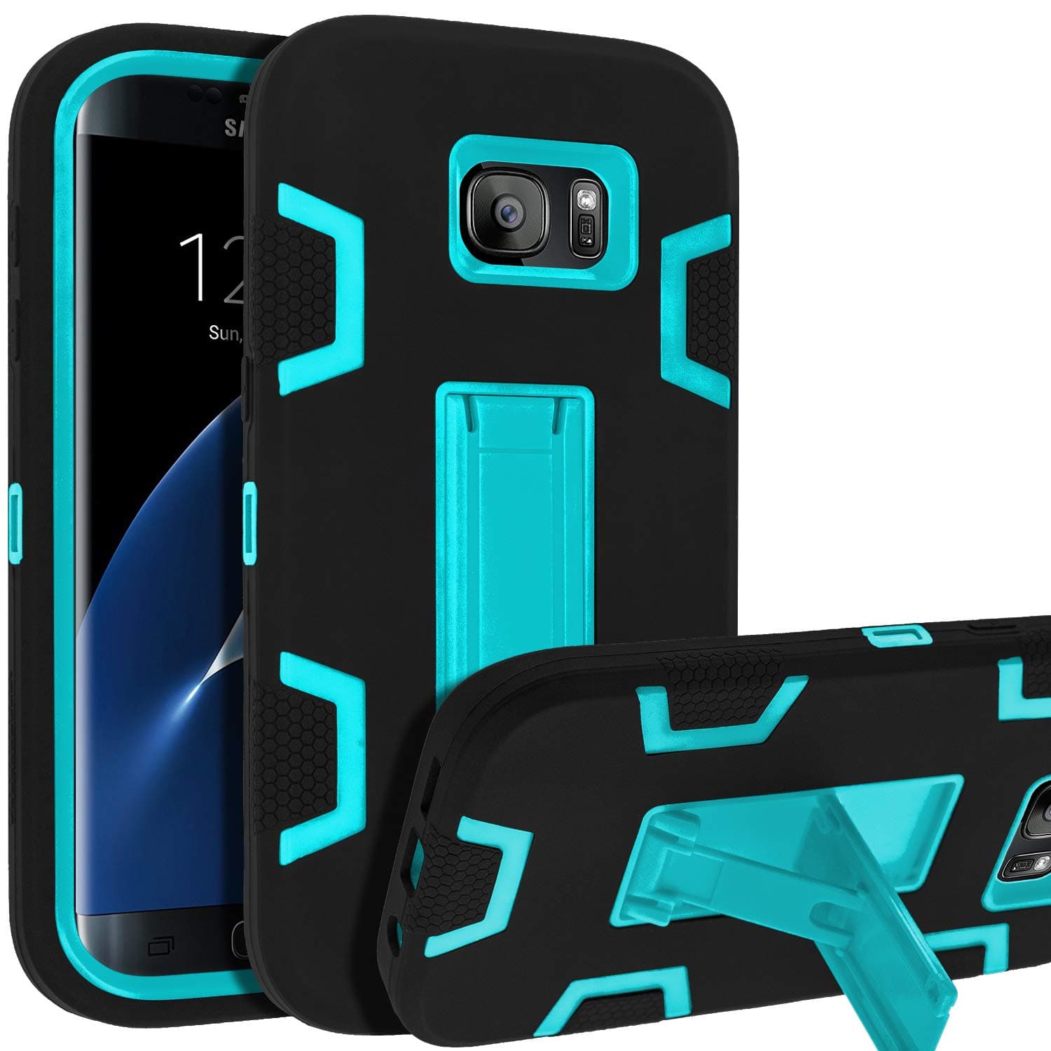 Samsung Galaxy S7 Edge Case, Galaxy S7 Edge Case, SENON Slim-fit Shockproof Anti-Scratch Anti-Fingerprint Kickstand Protective Case Cover for Samsung Galaxy S7 Edge (Dark Blue)