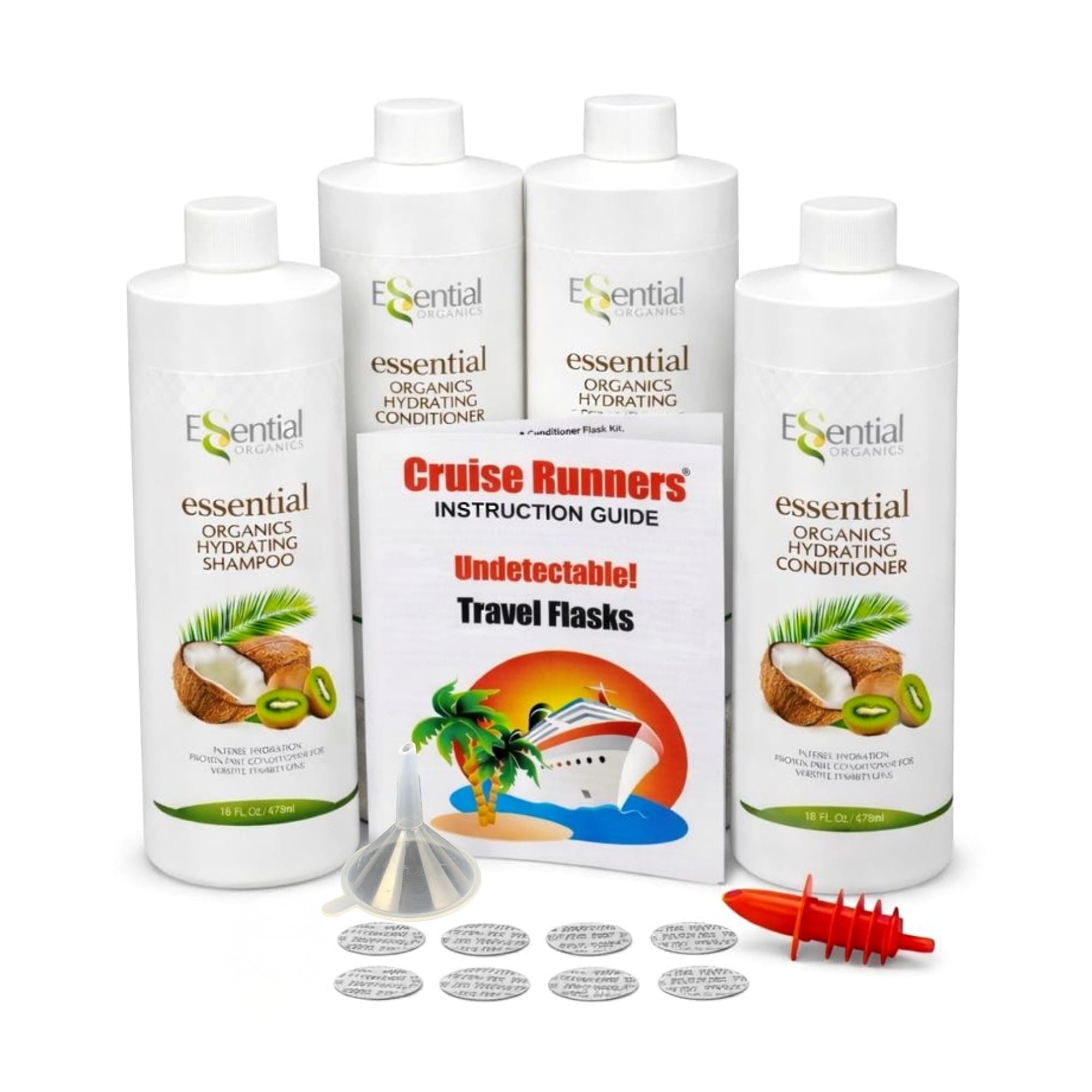 Fake Shampoo & Conditioner By CRUISE RUNNERS Hidden Liquor Alcohol Flasks For Booze Cruise Enjoy Rum Runners 4 Bottles