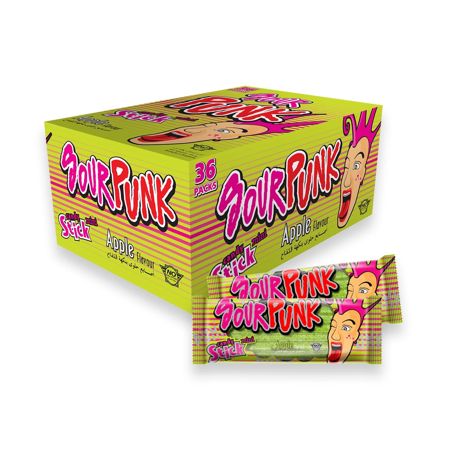Sour Punk Mini Apple Candy Sticks 20g - Pack of 36