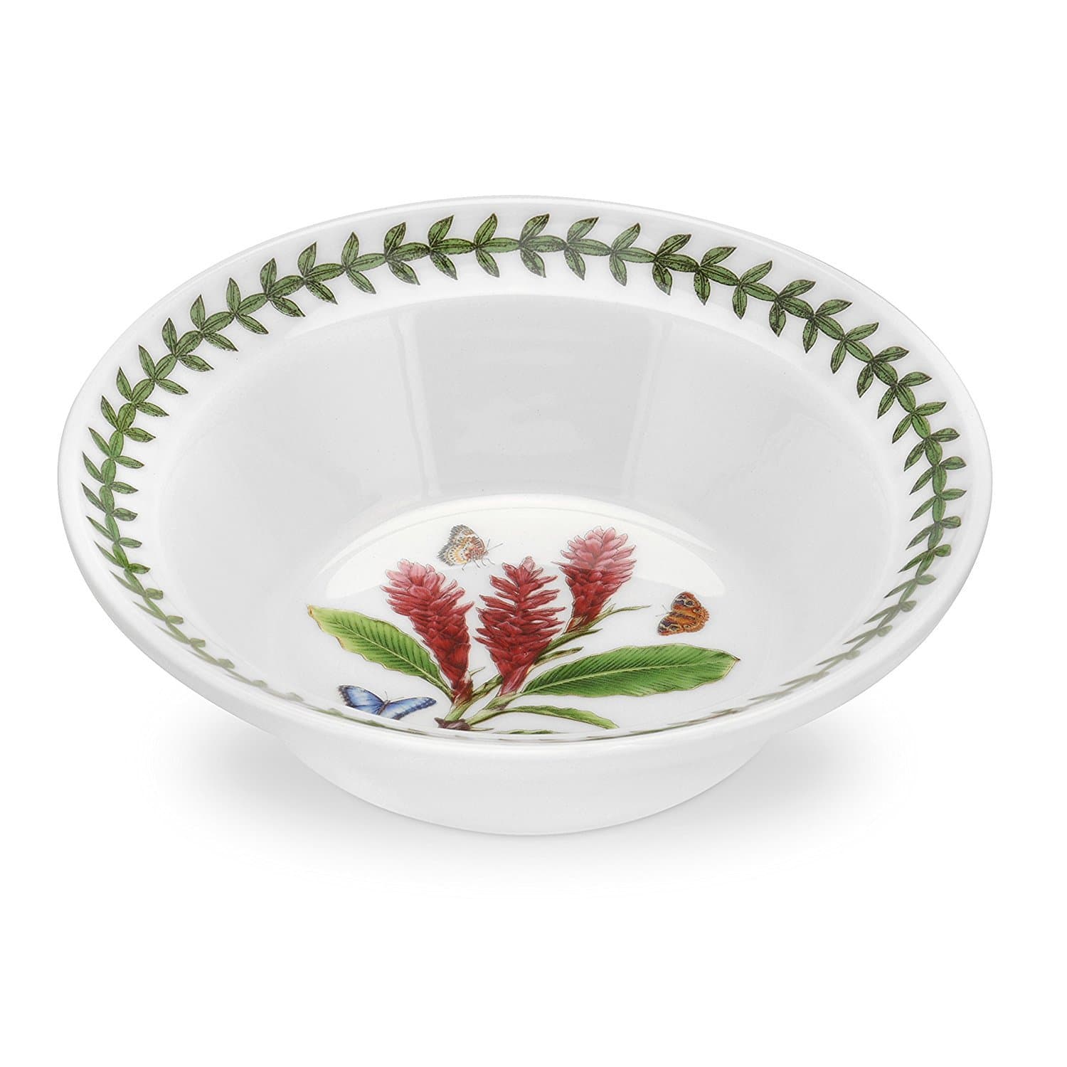 PortmeirionExotic Botanic Garden 6.5-Inch Oatmeal Bowl, Red Ginger - Made in England - Fine Earthenware - Dishwasher, Microwave, Freezer, Oven Safe - Floral Design for Dining & Gifting