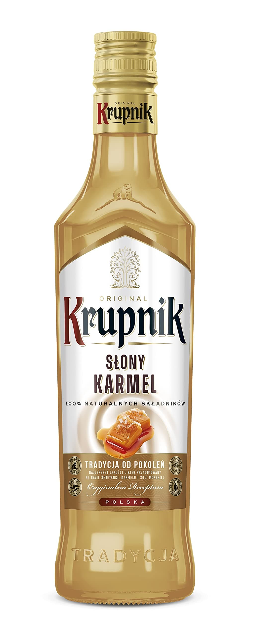 Krupnik Salted Caramel Liqueur - Sweet and Salty Polish Creamy Liqueur Crafted from Cream, Milk and Vodka - Creamy Texture Caramel and a Touch of Salt, Perfect for Coffee and Desserts 16% ABV, 50cl