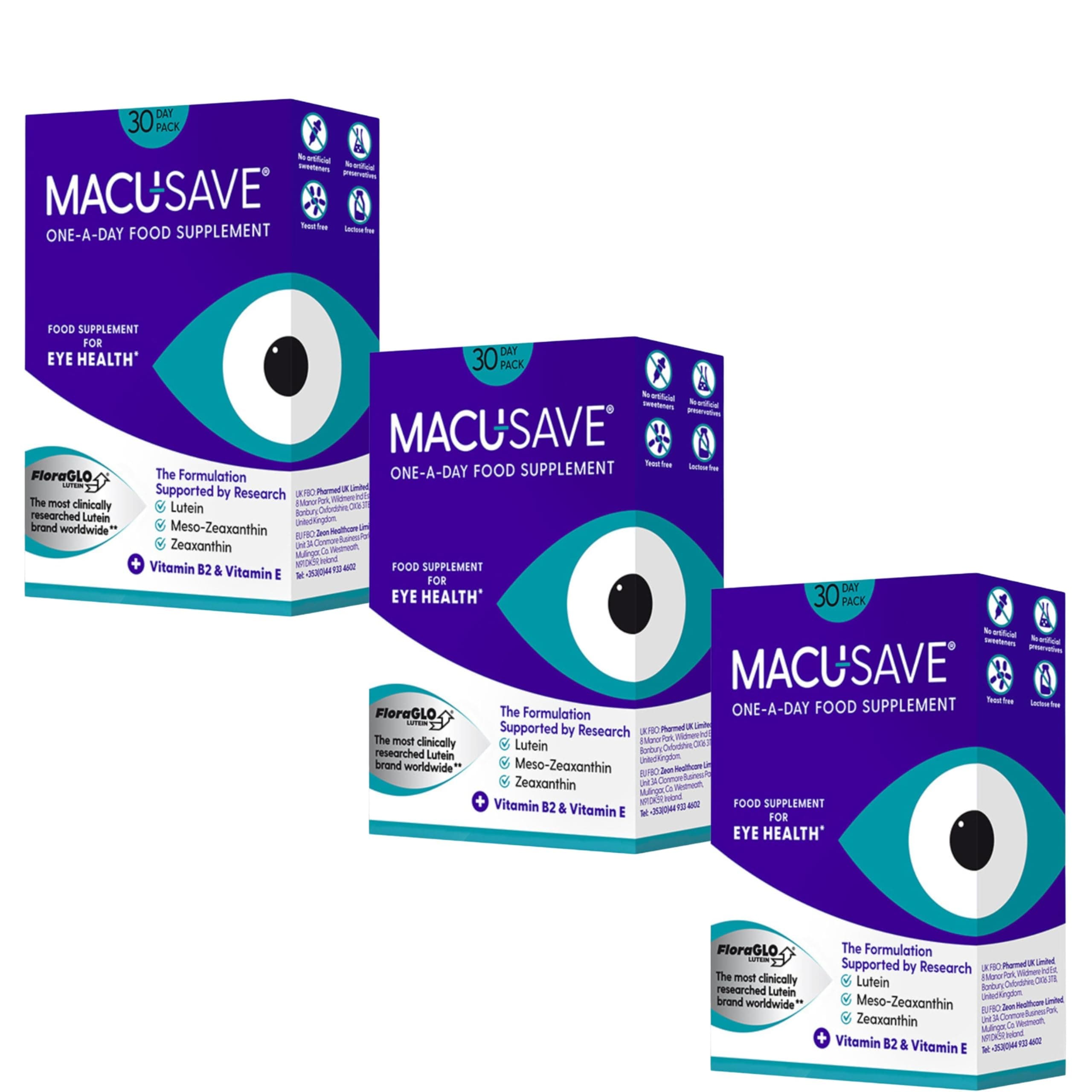 Food Supplement with Meso-Zeaxanthin/Lutein and Zeaxanthin - (3 x Pack of 30 Capsules)