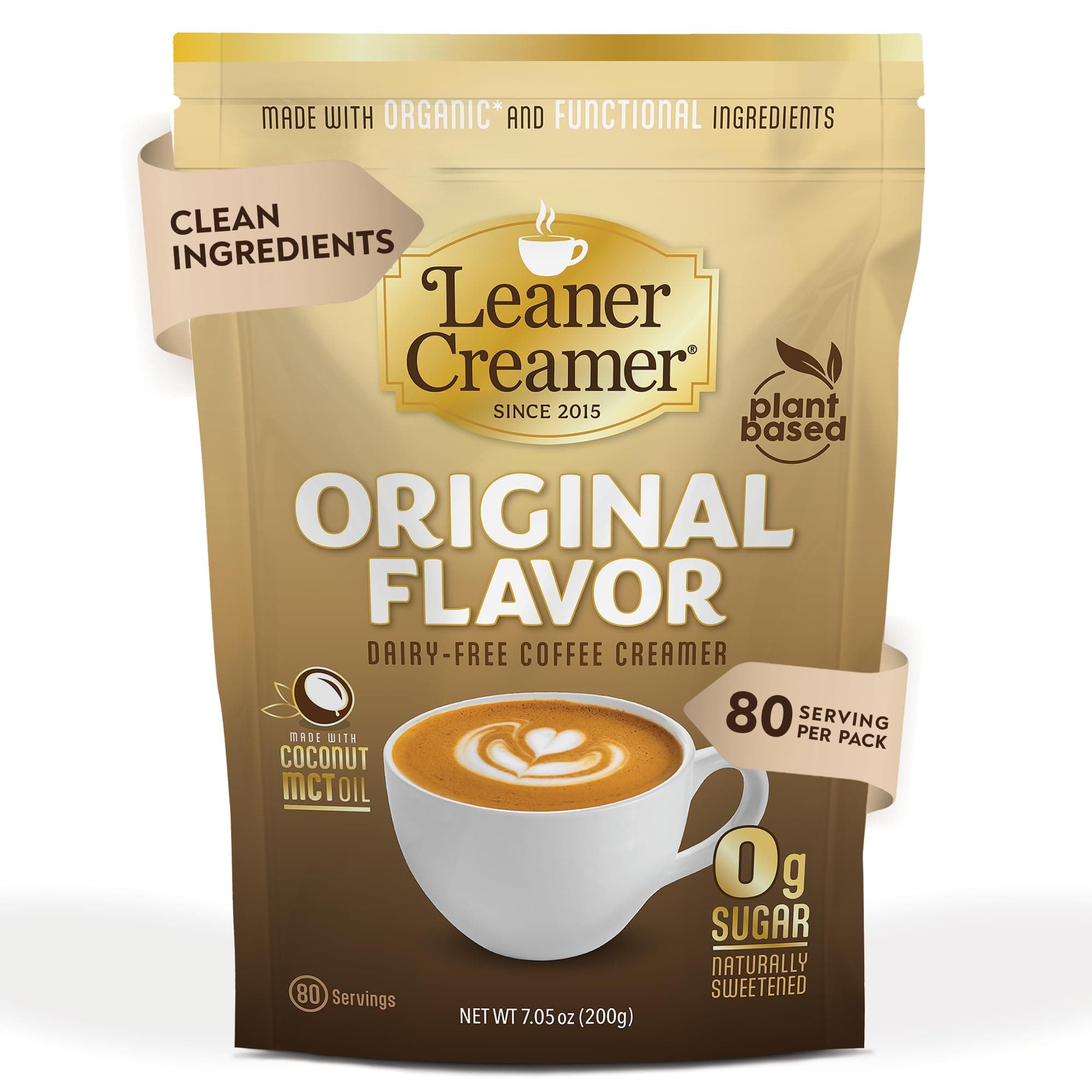 Leaner Creamer: Natural Coconut Oil Based Coffee Creamer - Original (280 Refill Pouch)
