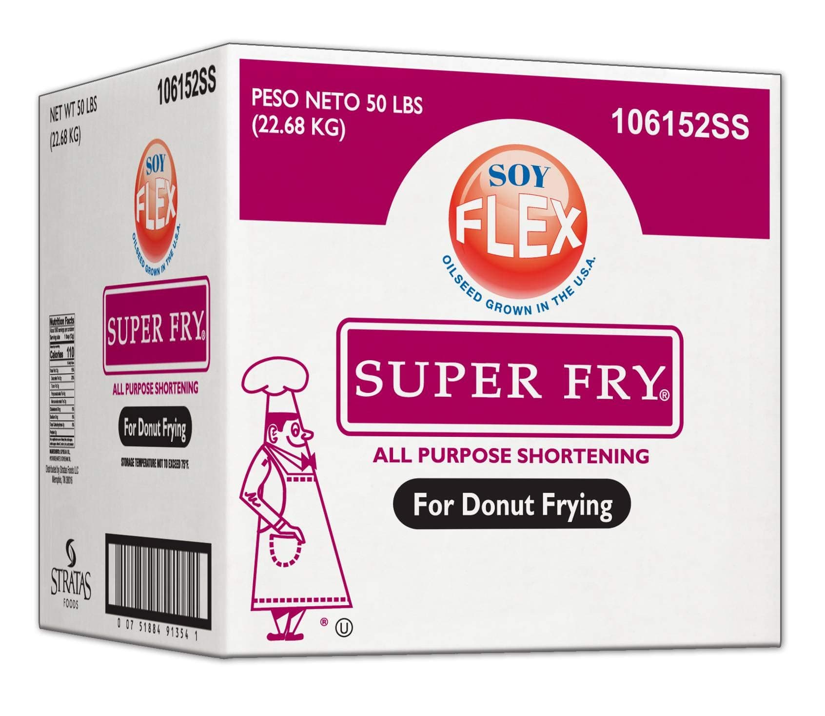 Super Fry Soy Flex Donut Fry Shortening, 50 Pound -- 1 each.