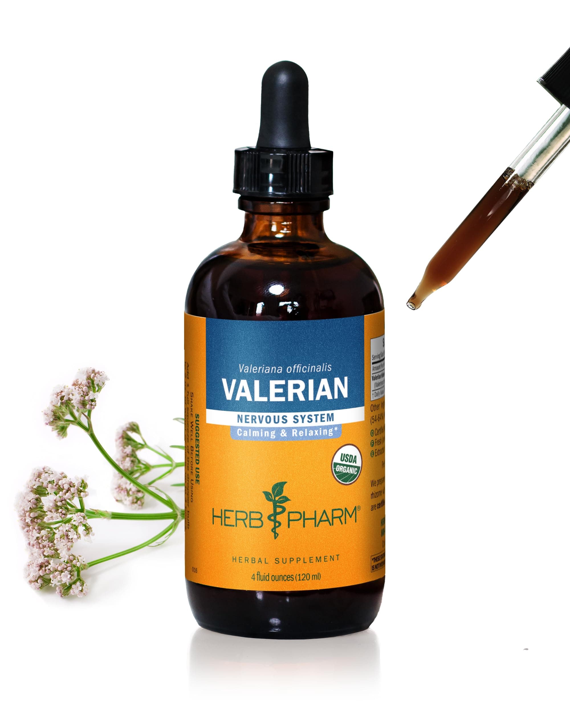 Certified Organic Valerian Root Liquid Extract for Relaxation and Restful Sleep, Organic Cane Alcohol, 4 Ounce