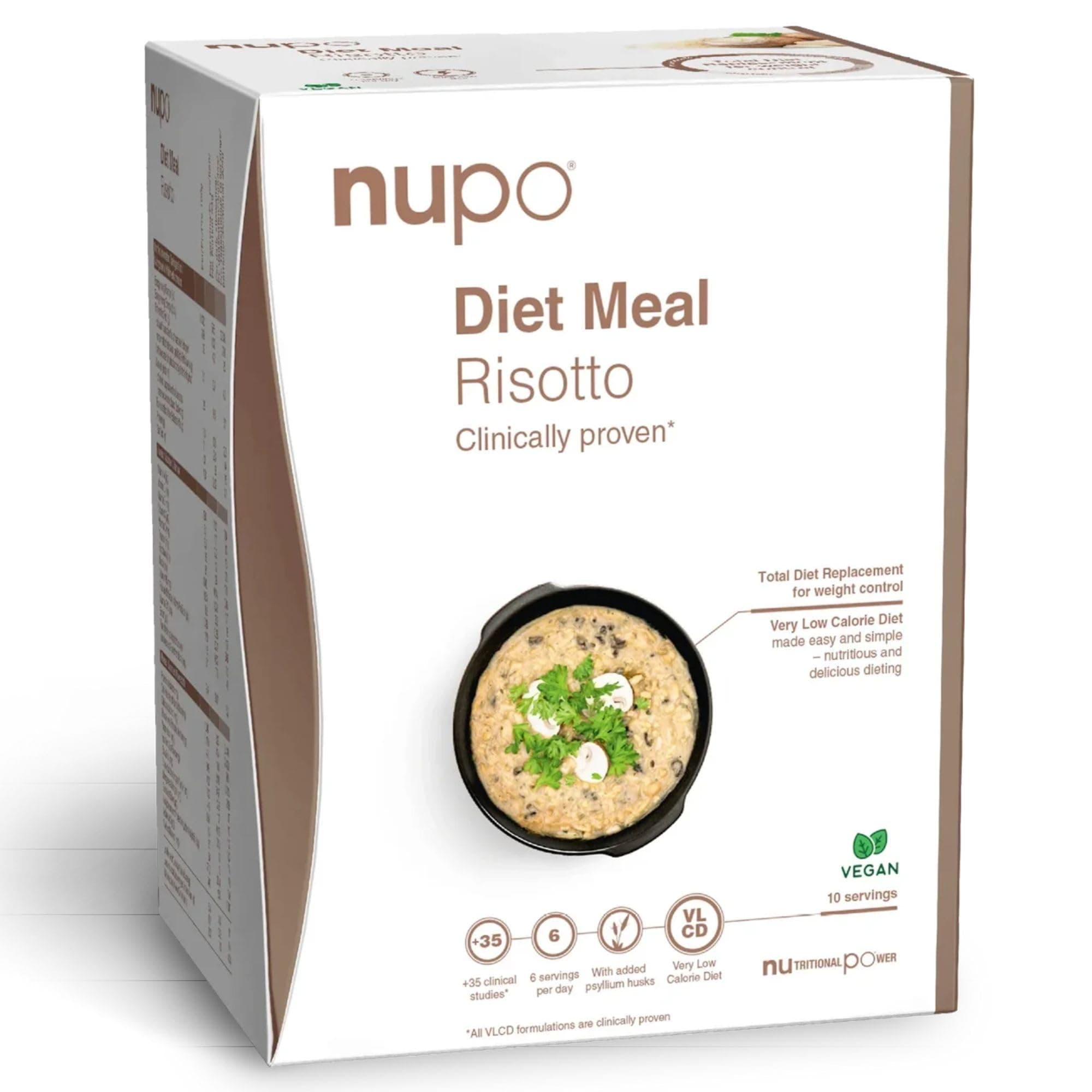 NUPO Diet Meal Replacement for Weight Loss (Risotto, 10 Servings) | Very Low Calorie Ready Meal for Weight Management | Gluten Free Vegan Ready Meals | GMO Free Just Add Water Meals