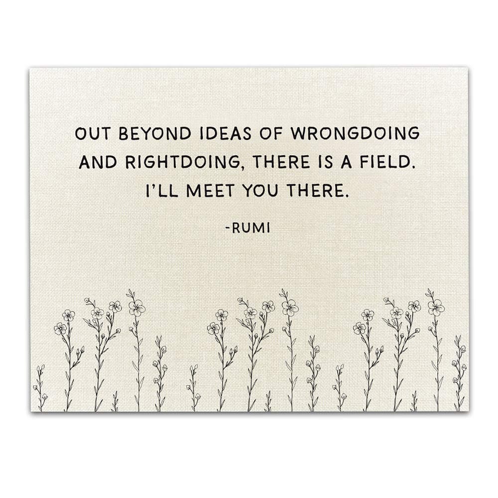 Out Beyond Rumi Art Inspirational Quote Decor , Minimalist Motivational Posters , Gym Motivational Wall Art , Office Zen Room Decor , Yoga Meditation Room , Zen Wall Art for Living Room (11x14)