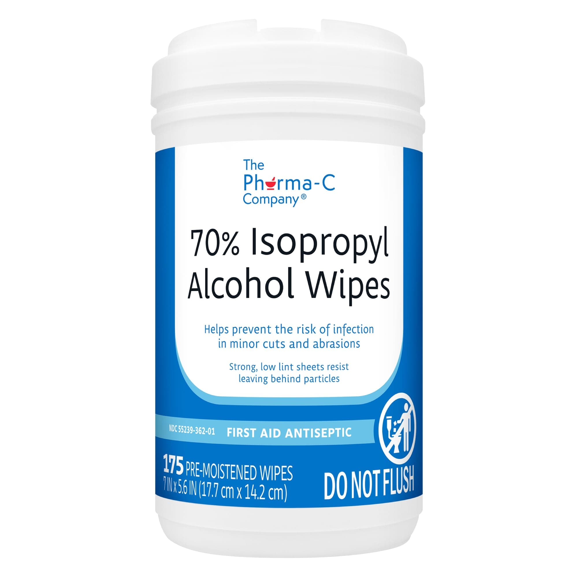 70% Isopropyl Alcohol Wipes [175ct Wipes] - Large Durable IPA Wipes. First-Aid Antiseptic Wound Cleaner with Moisture Lock Lid.