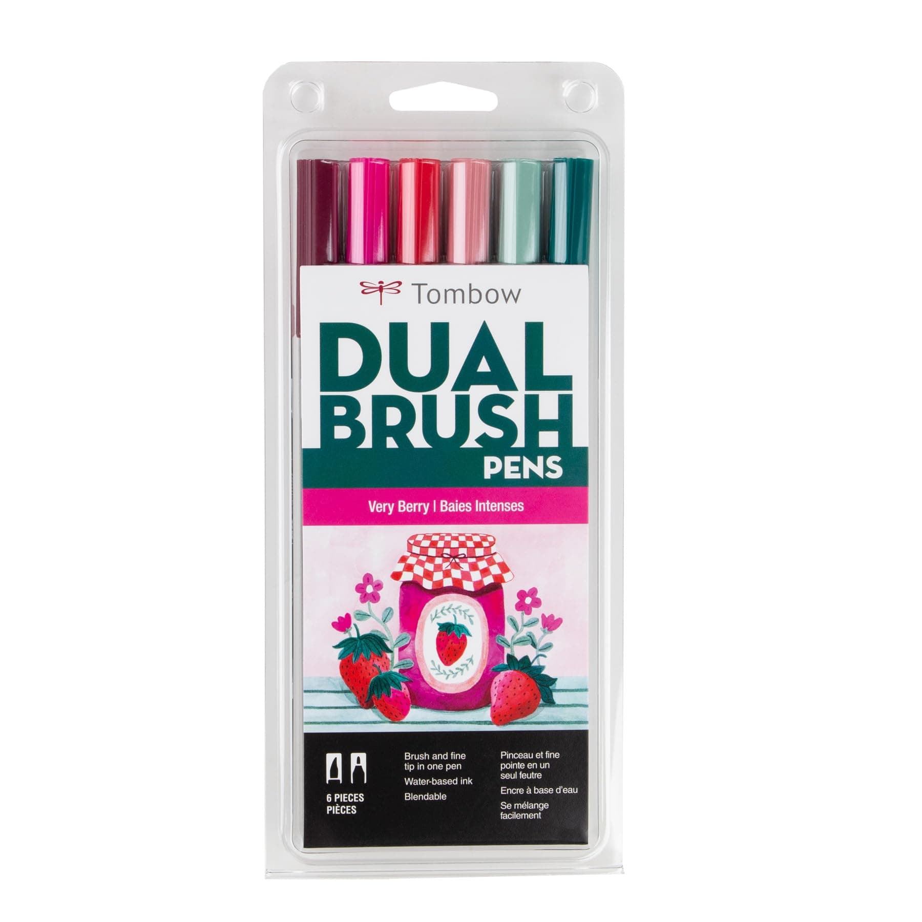 56237 Dual Brush Pen Art Markers, Very Berry, 6-Pack