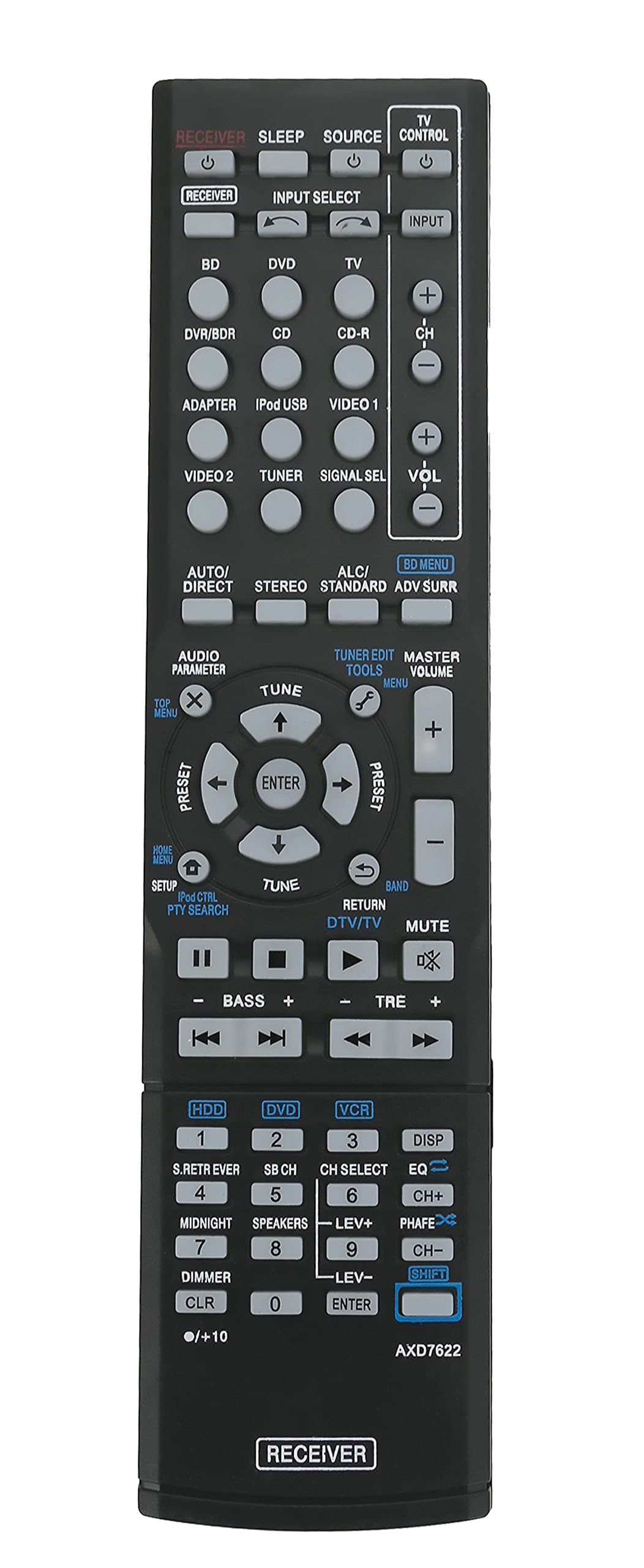 AXD7622 Replaced Remote Compatible with Pioneer AV Receiver VSX-321 VSX-321K-P VSX-420-K VSX-421 VSX-519-V VSX-519V-K VSX-520 VSX-520-K VSX-521 VSX-521-K VSX-522 VSX-522-K VSX-523 VSX-523-K AXD7624
