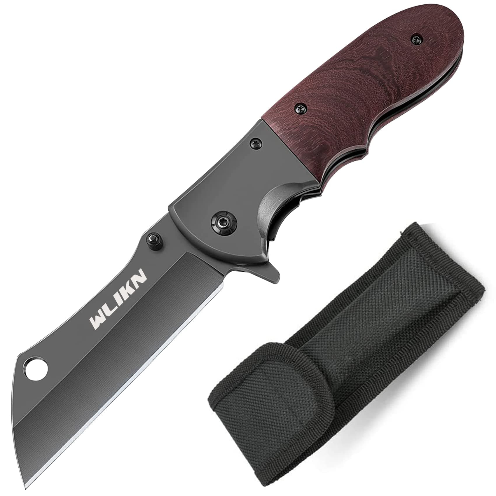 Wlikn Pocket Folding Knife, EDC Knife for Women and Men, Tactical Knife for Hunting Fishing Hiking Survival (rounded corners)