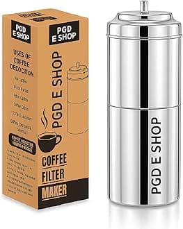 PGD Stainless Steel Drip Coffee Brewer for South Indian Filter Coffee | Traditional Decoction Dripper | Indian Coffee Maker for Home & Kitchen | Durable & Rust-Resistant