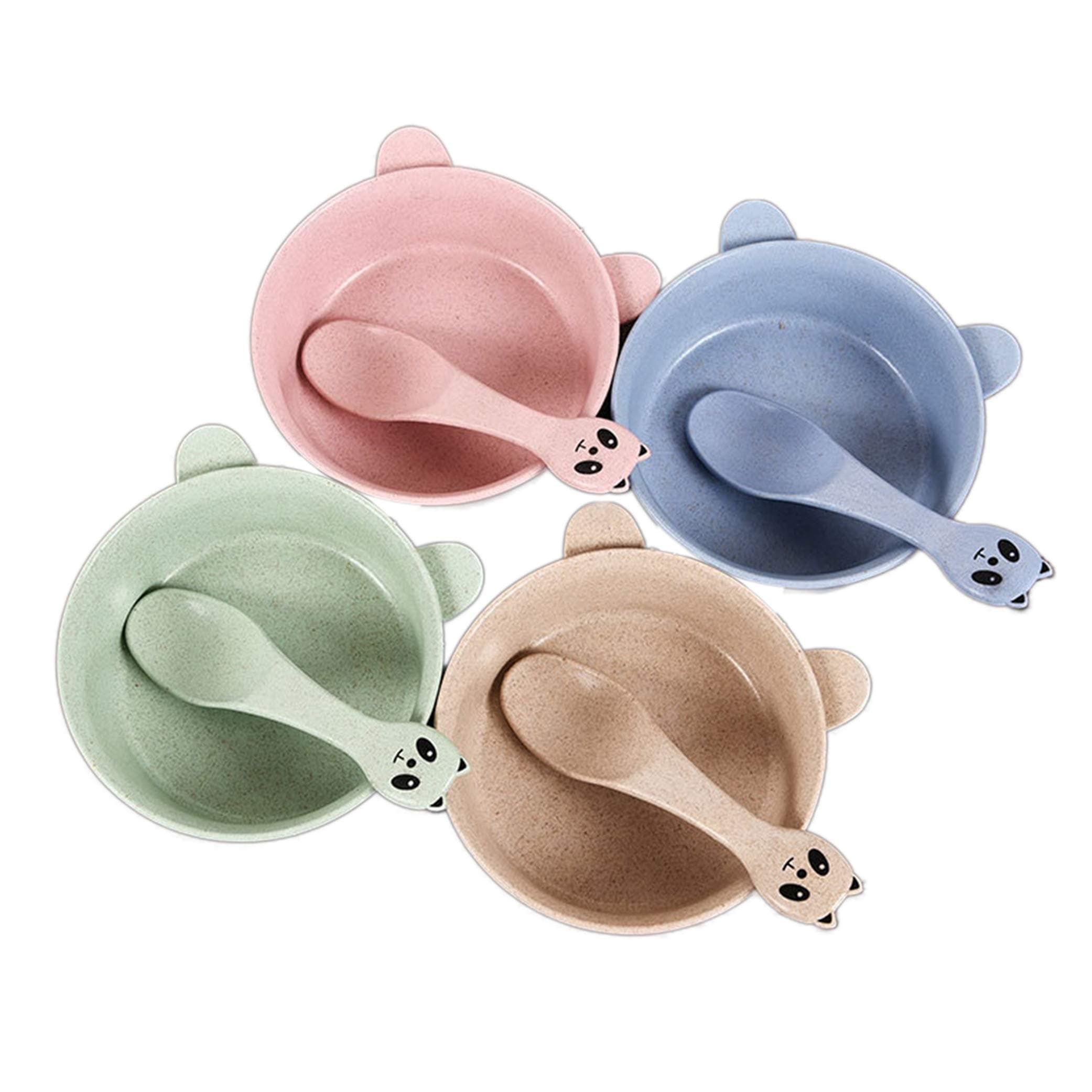 Cereal Bowls Wheat Straw Bowl and Spoon Dishwasher & Microwave Safe, BPA Free, Unbreakable Bowls for Kids Baby Children � Set of 4 (Multi Color)