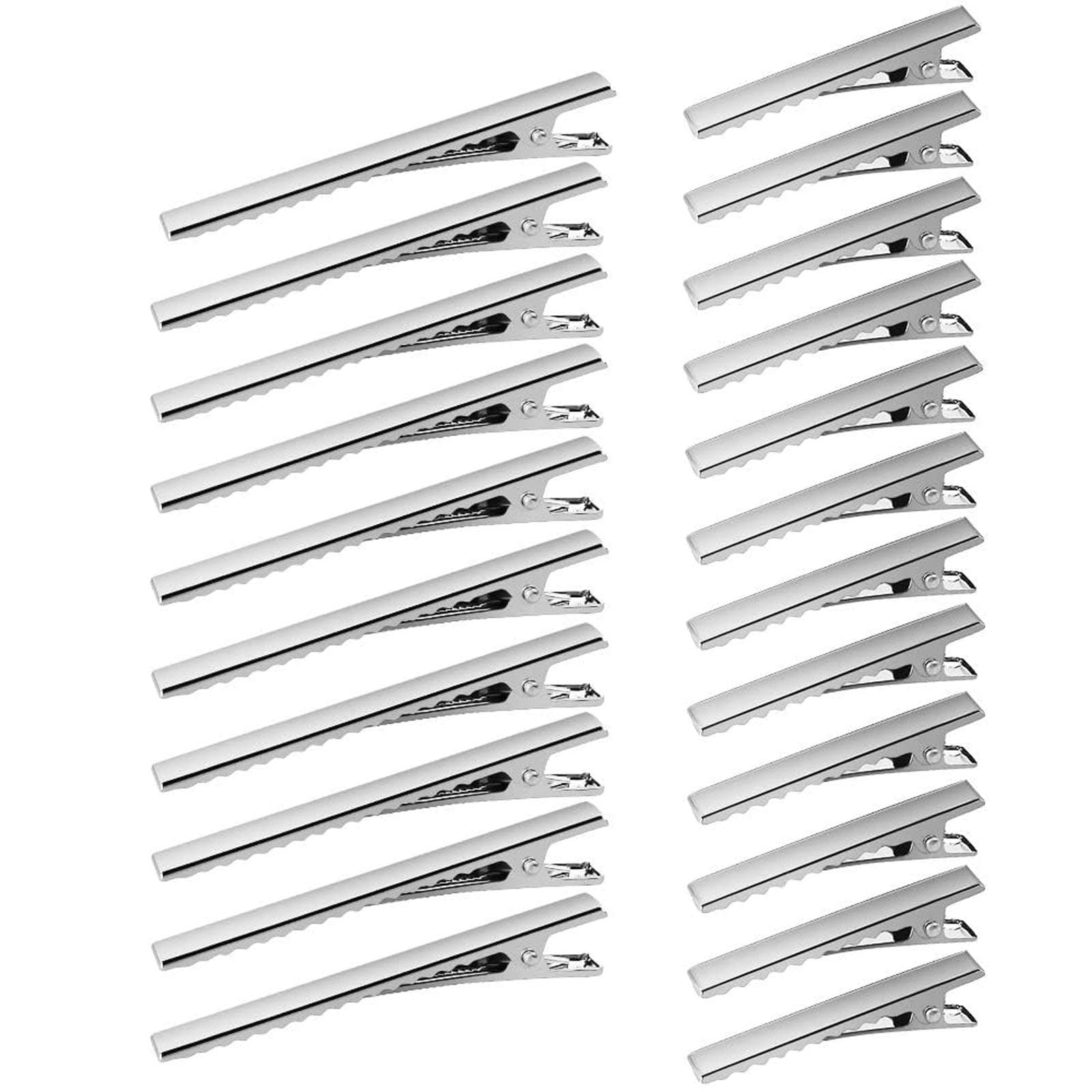 100 Pcs Alligator Hair Clips, 3 Inch and 1.6 Inch Silver Hair Clips Metal Hairdressing Salon Hair Grip Flat Top with Teeth, DIY Accessories Hairpins for Girls Women Hairdresser, 2 Sizes