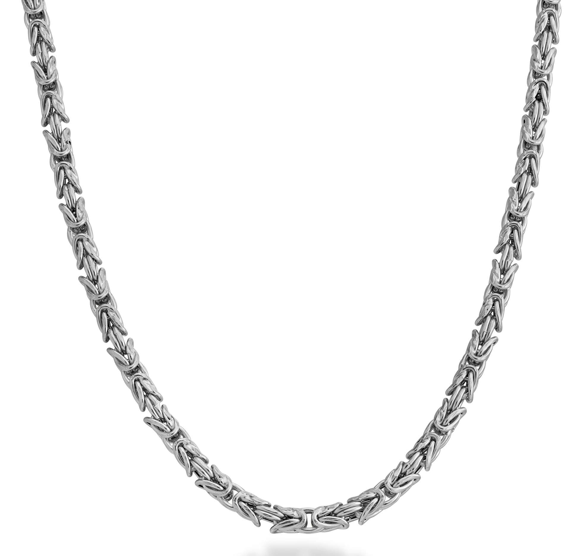Miabella Italian 925 Sterling Silver 4.5mm Round Byzantine Link Chain Necklace for Women Men, Handmade in Italy