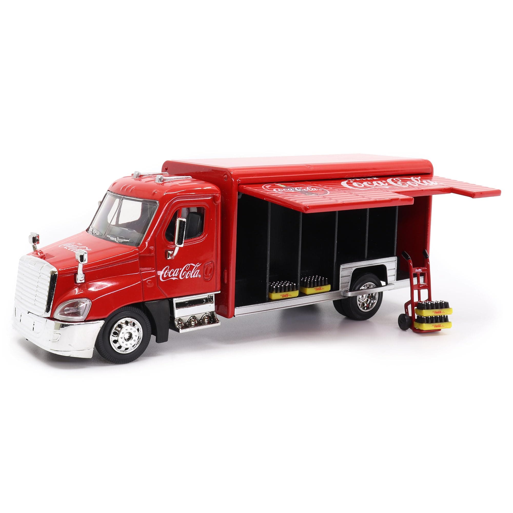 1/50 Beverage Delivery Truck with 2 Sliding Doors, Handcart and 2 Bottle Cases
