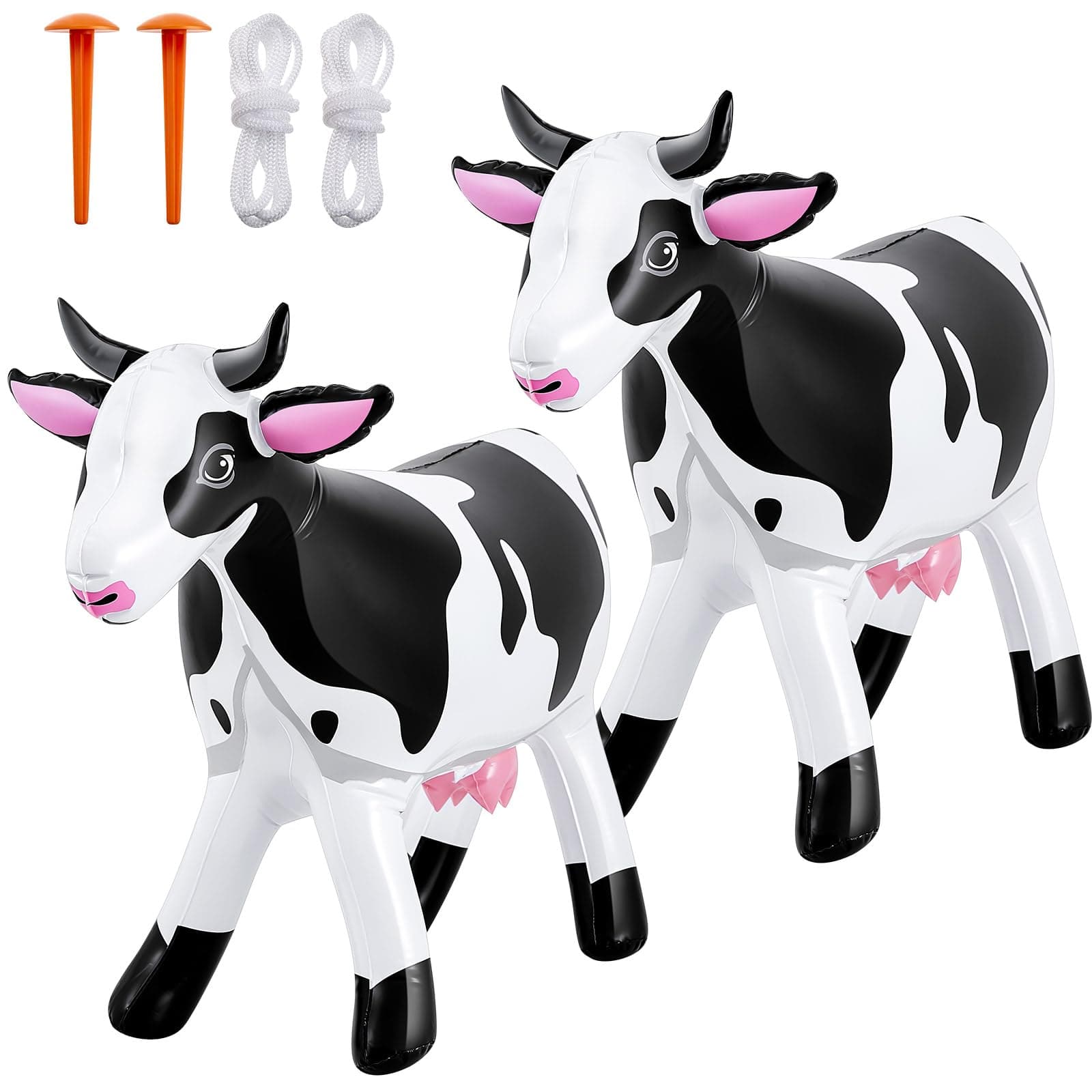 Liliful 2 Pcs 37" Long Inflatable Cow Decorations 21" Tall Giant Blow up Cow Western Party Decorations Inflatable Gifts for Pool Party Decoration Animals Theme Birthday Indoor Outdoor Decor