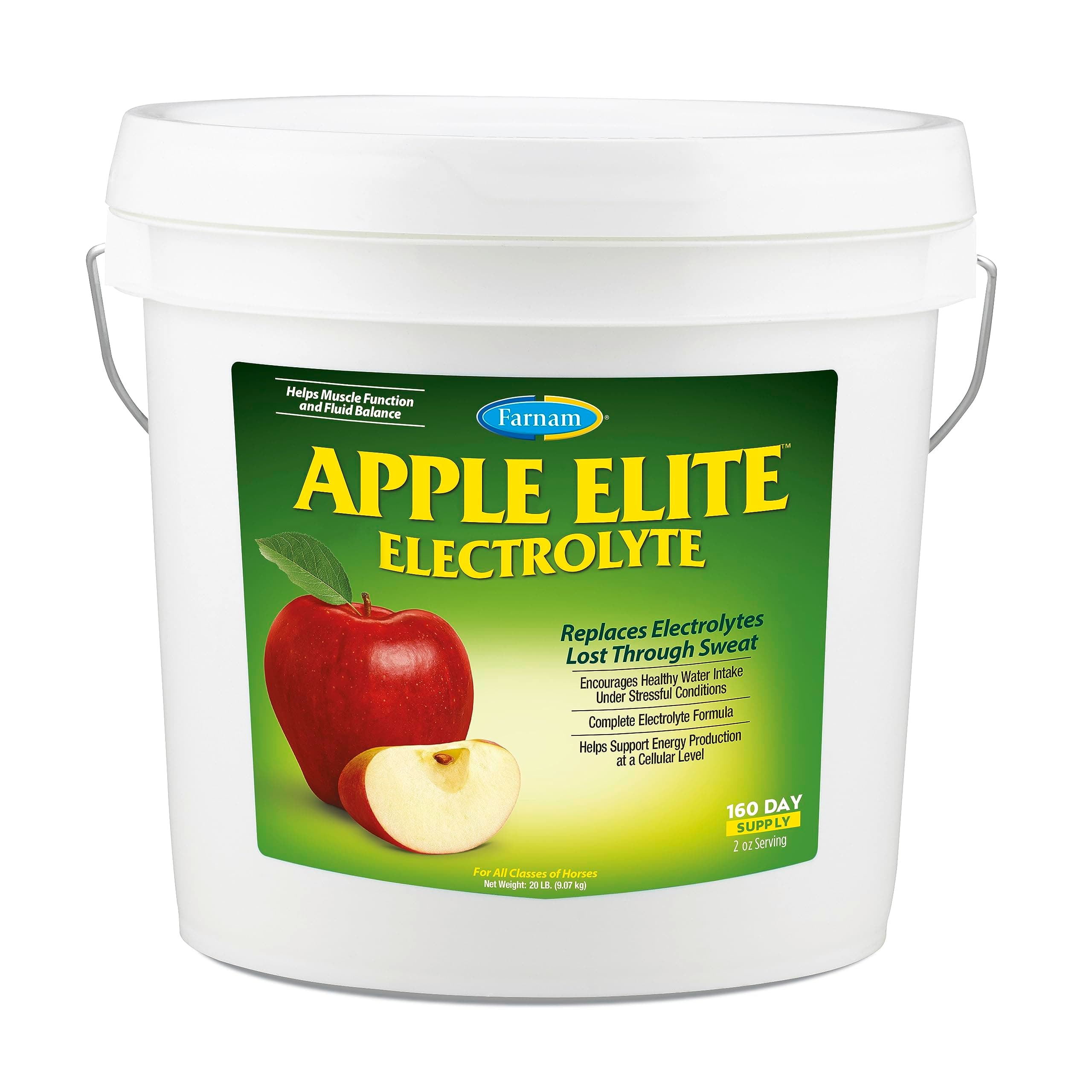 Farnam Apple Elite Horse Electrolytes Powder Supplement, Replaces Vital Minerals, Encourages Hydration, Sugar-Free, Contains Sodium, Potassium, Calcium & Magnesium, Apple Flavored, 5 lb