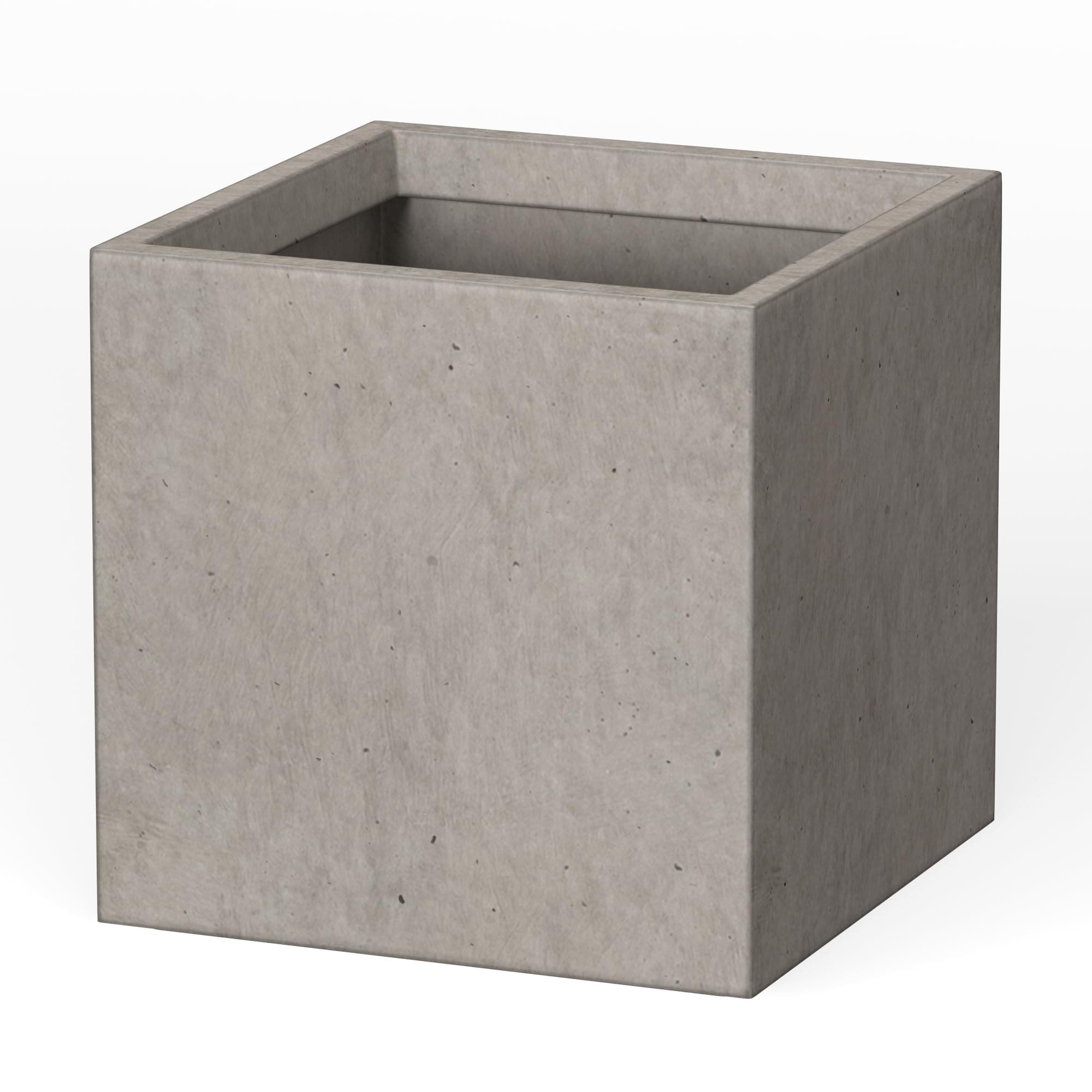 Kante 12 Inch Square Concrete Planter for Outdoor Indoor Home Patio Garden, Large Plant Pot with Drainage Hole and Rubber Plug, Weathered Concrete