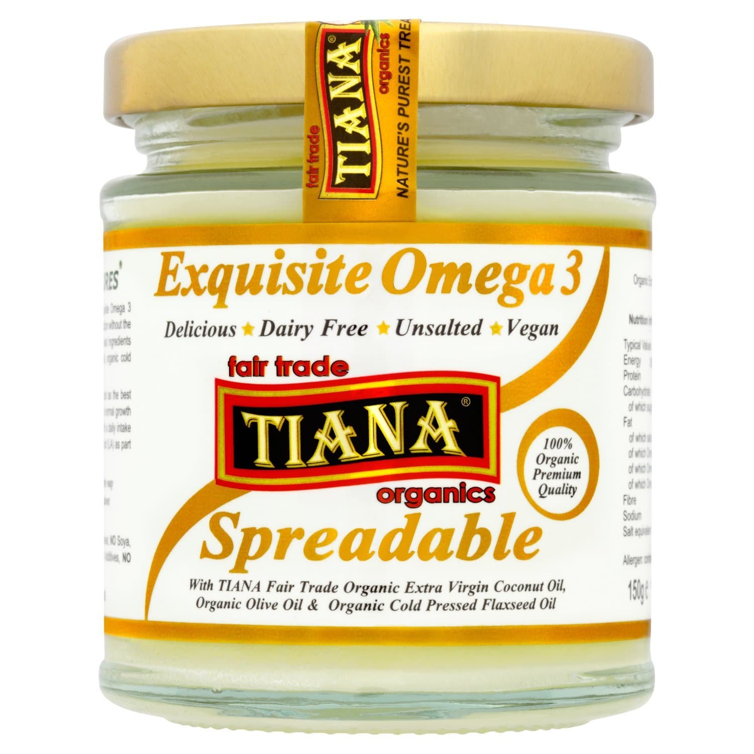 TIANA Fairtrade Organic Omega-3 Dairy Free and Vegan Butter for Spreading 150mlEU Organic