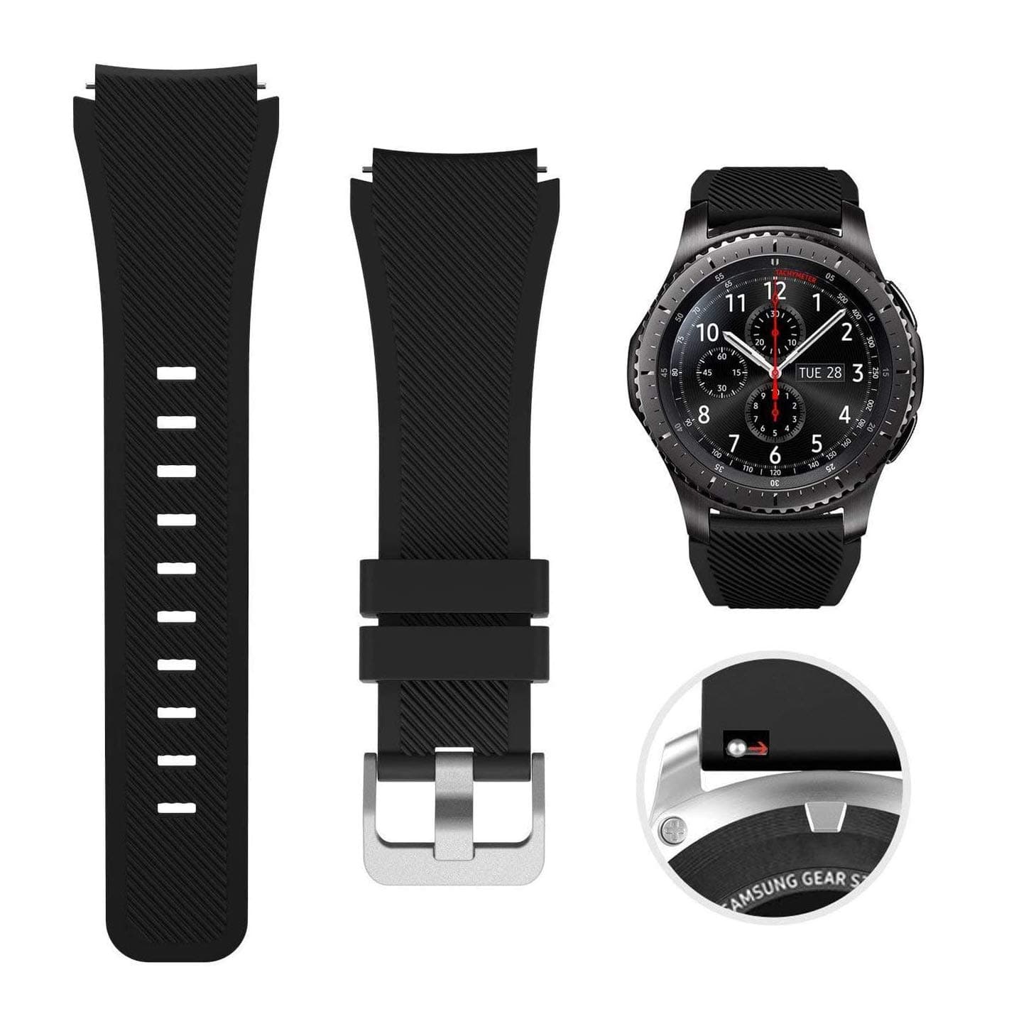 SAPUBands for Samsung Gear S3 Frontier/Classic Watch Silicone Bracelet, Sports Silicone Band Strap Replacement Wristband for Samsung Gear S3 Frontier/S3 Classics