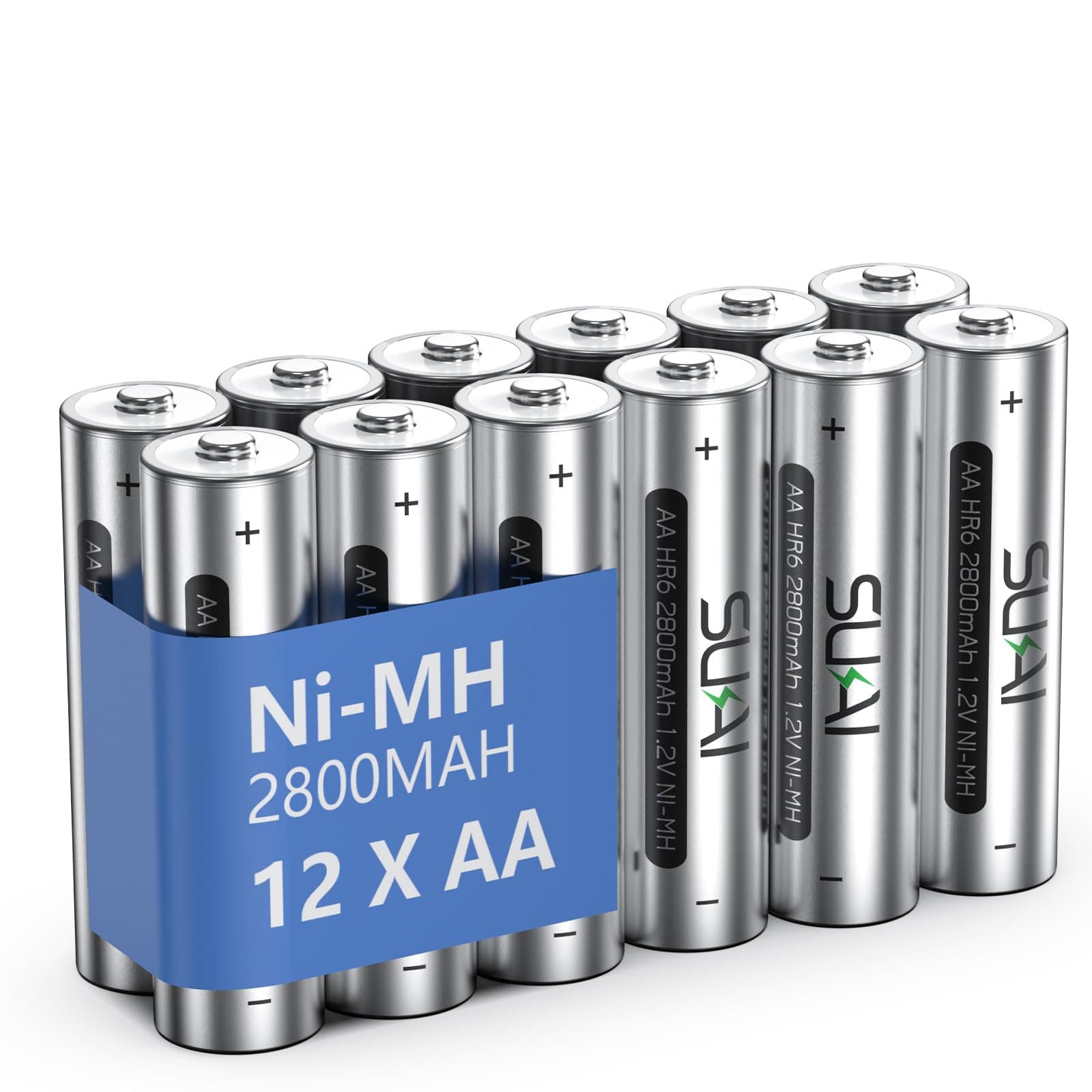SUKAI Rechargeable AA Batteries 2800mAh High Capacity, Per Charged Ni-MH AA Battery, Long-Lasting and Low Self Discharge AA Rechargeable Battery (Pack of 12)