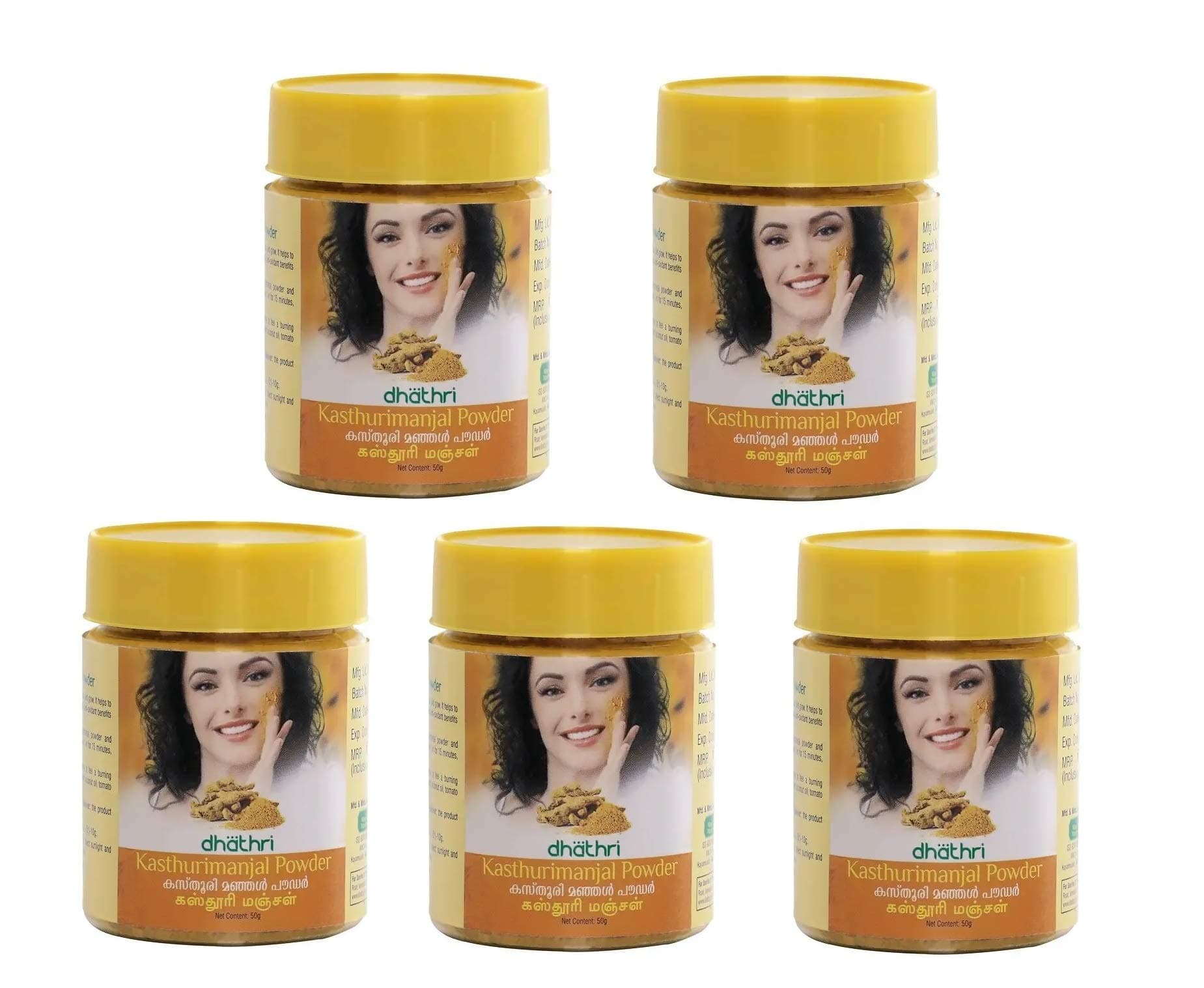 Dhathri Kasthuri Manjal (Wild Turmeric) Powder for Acne, Dark Spots & Tan Removal | Face & Body Use | Pack of 5