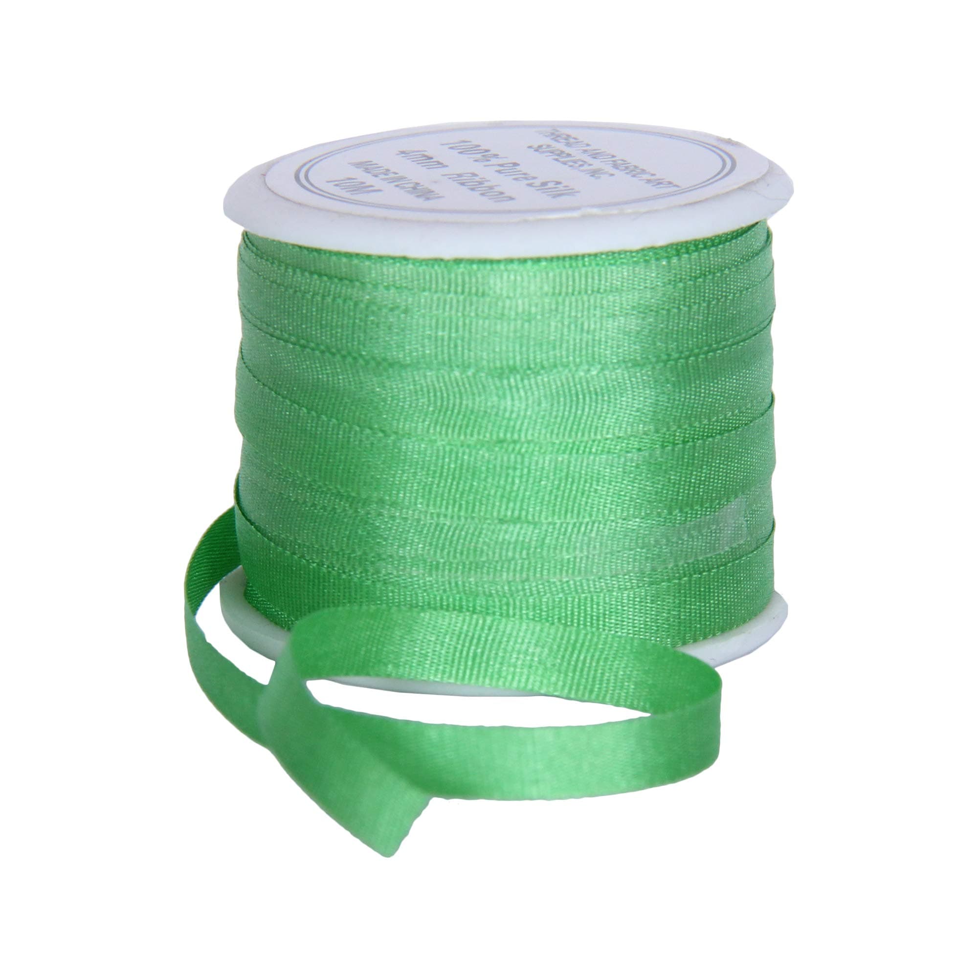 Threadart 100% Pure Silk Ribbon - 3 Sizes - Dozens of Colors - Kiwi Green - 4mm No. 706