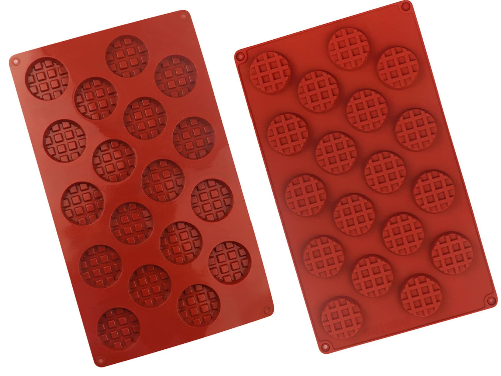 MANSHU 18-Cavity Silicone Mini ​Round Waffle Mould ,Waffle Cookie mold, Chocolate Mould,Candy Mould,Silicone Baking mold, 2pcs