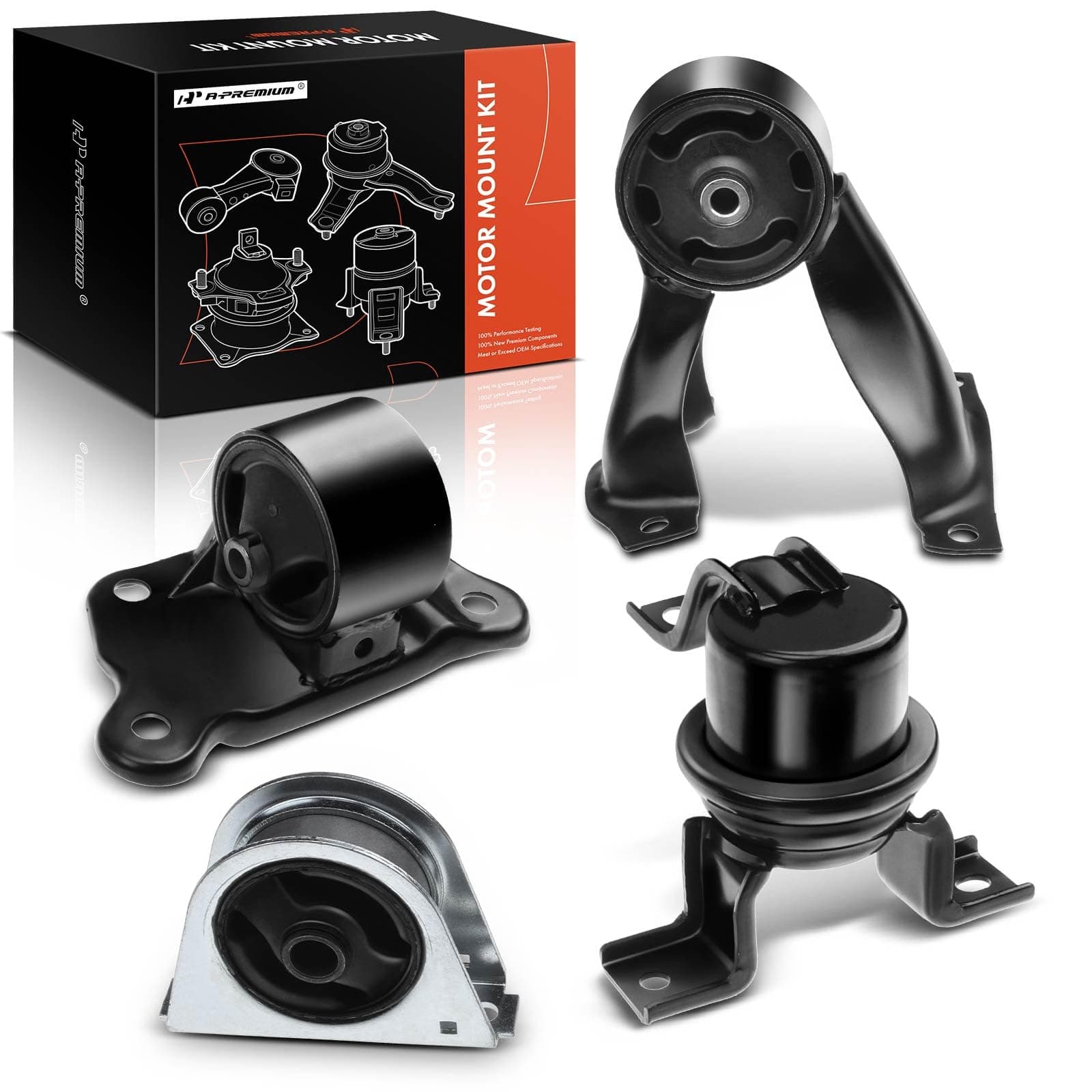 A-Premium 4PCS Engine Motor Mount and Transmission Mount Set Compatible with Mitsubishi Lancer 2002 2003 2004 2005 2006 2007 L4 2.0L, Automatic Transmission, Replace# MB309486, MR554746