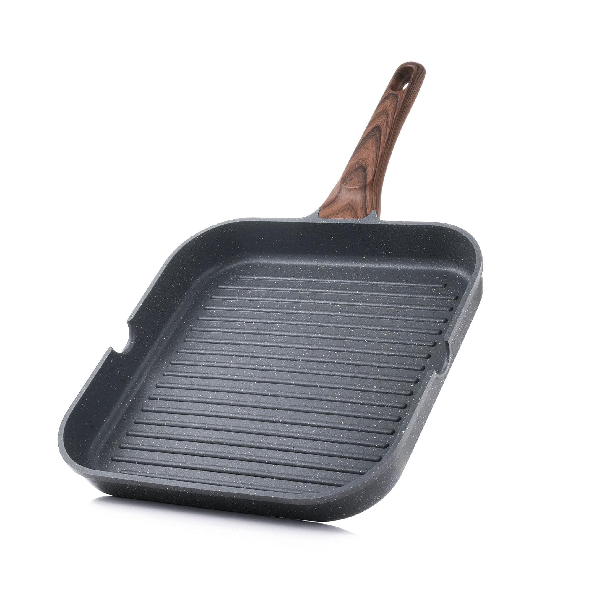 Nonstick Grill Pan for Stove Tops, Versatile Griddle Pan with Pour Spouts, Square Grill Pan for Big Cooking Surface, Durable Grill Skillet for Indoor & Outdoor Grilling. PFOA Free, 11 Inch