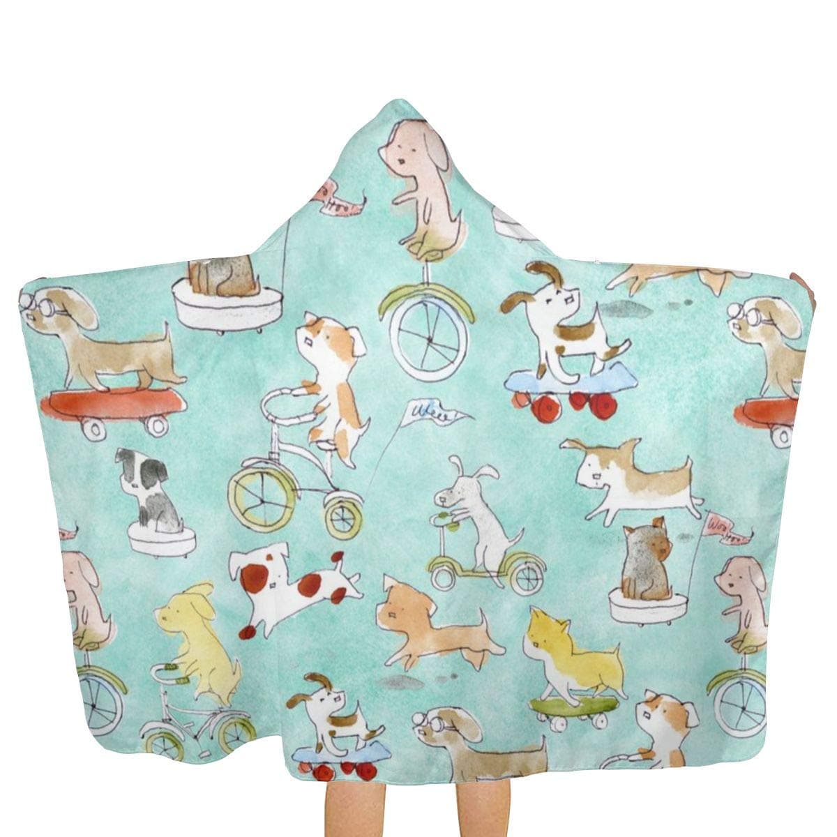 Adventure Awaits Dogs Lucinda Wei Beach Towel With Hood Swim Pool Multi-use For Bath/Shower/Pool/Swim 31.8”x51.2”