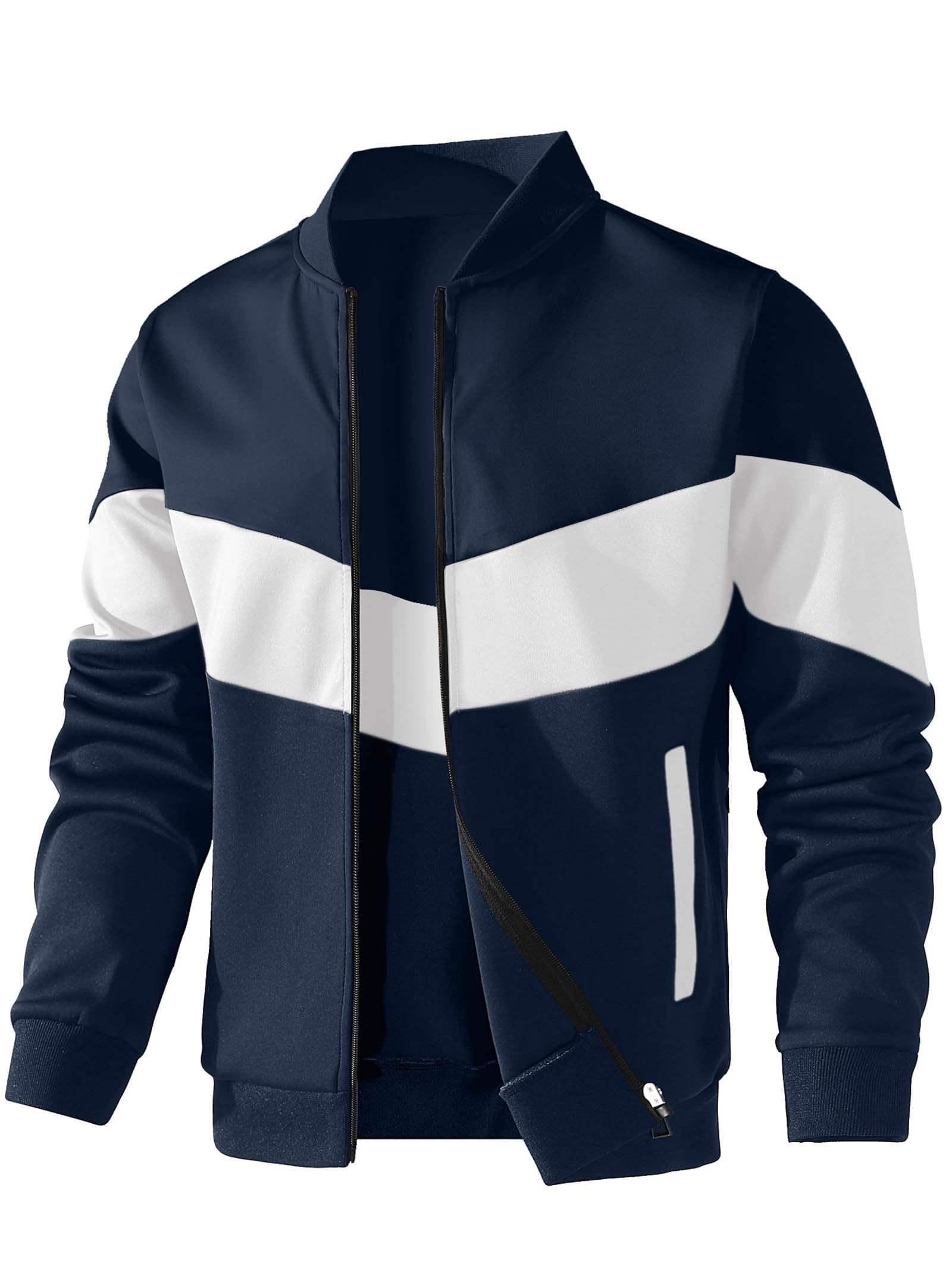 HYPESTFIT Mens Lightweight Jacket Casual Bomber Jacket Color Block Varsity Coat