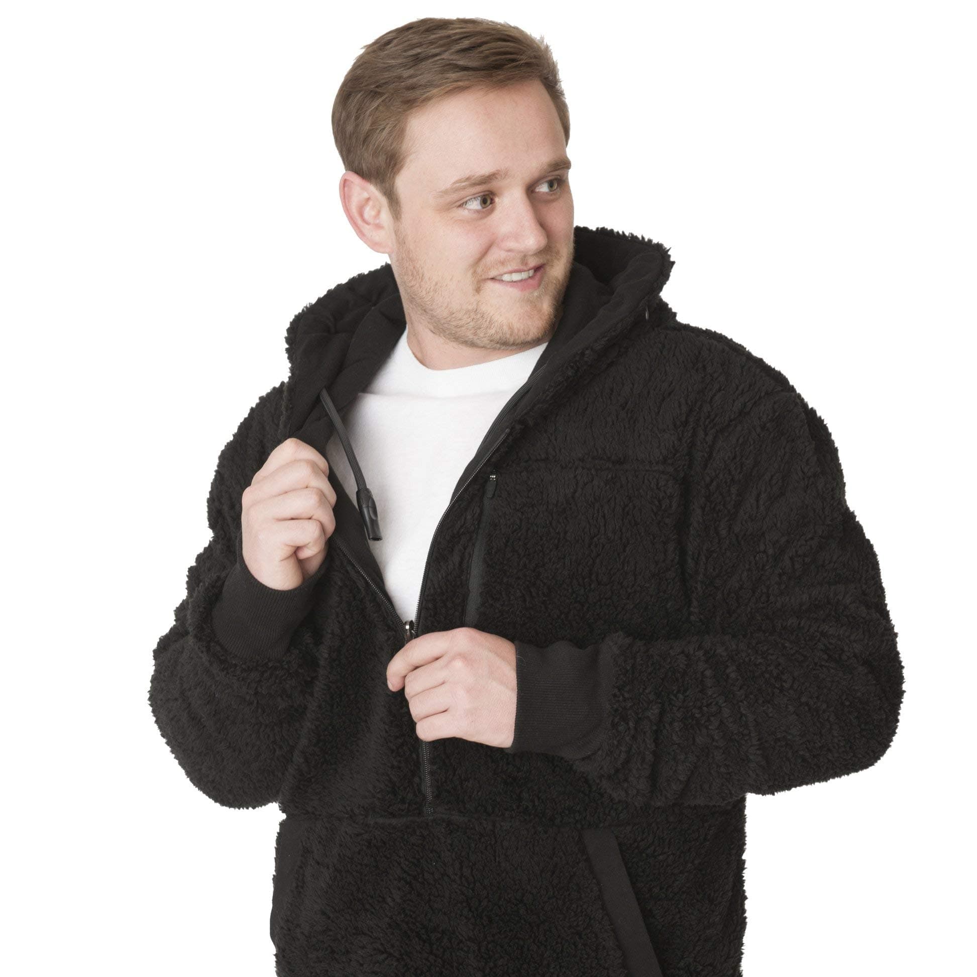 VAPRWEAR Sherpa Reversible Half-Zip Hoodie, Long-Sleeve, Black