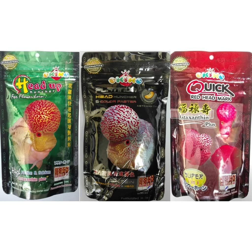 Petzlifeworld Okiko Flowerhorn Platinum Quick Red and Head Up Fish Food Combo (300 g) - Pack of 3