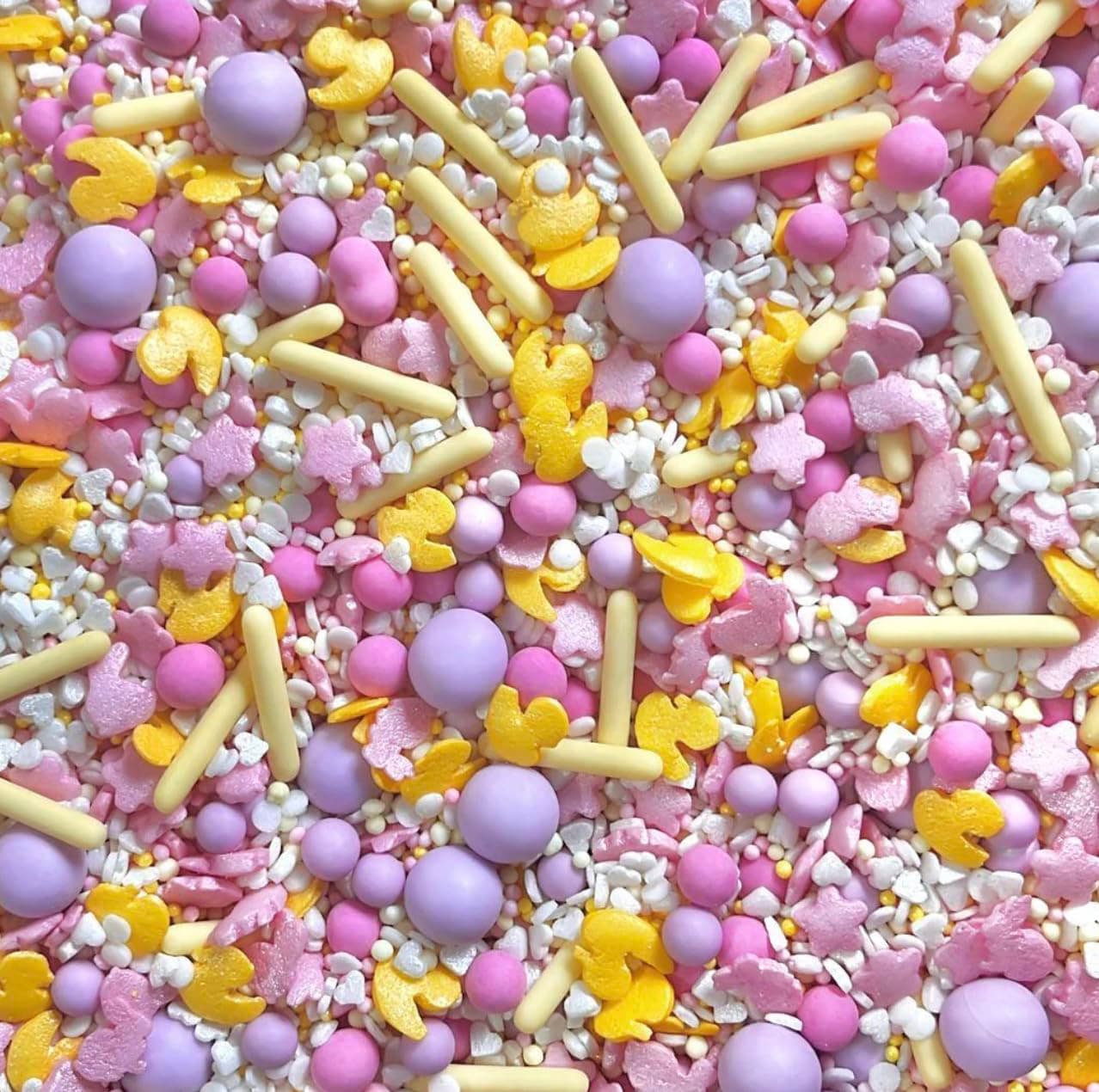 Easter sprinkles for cakes cupcake edible toppers sprinkle mix blend lilac pink yellow white pearls party decoration baking biscuits cake topper balls chocolate balls HOP TO IT