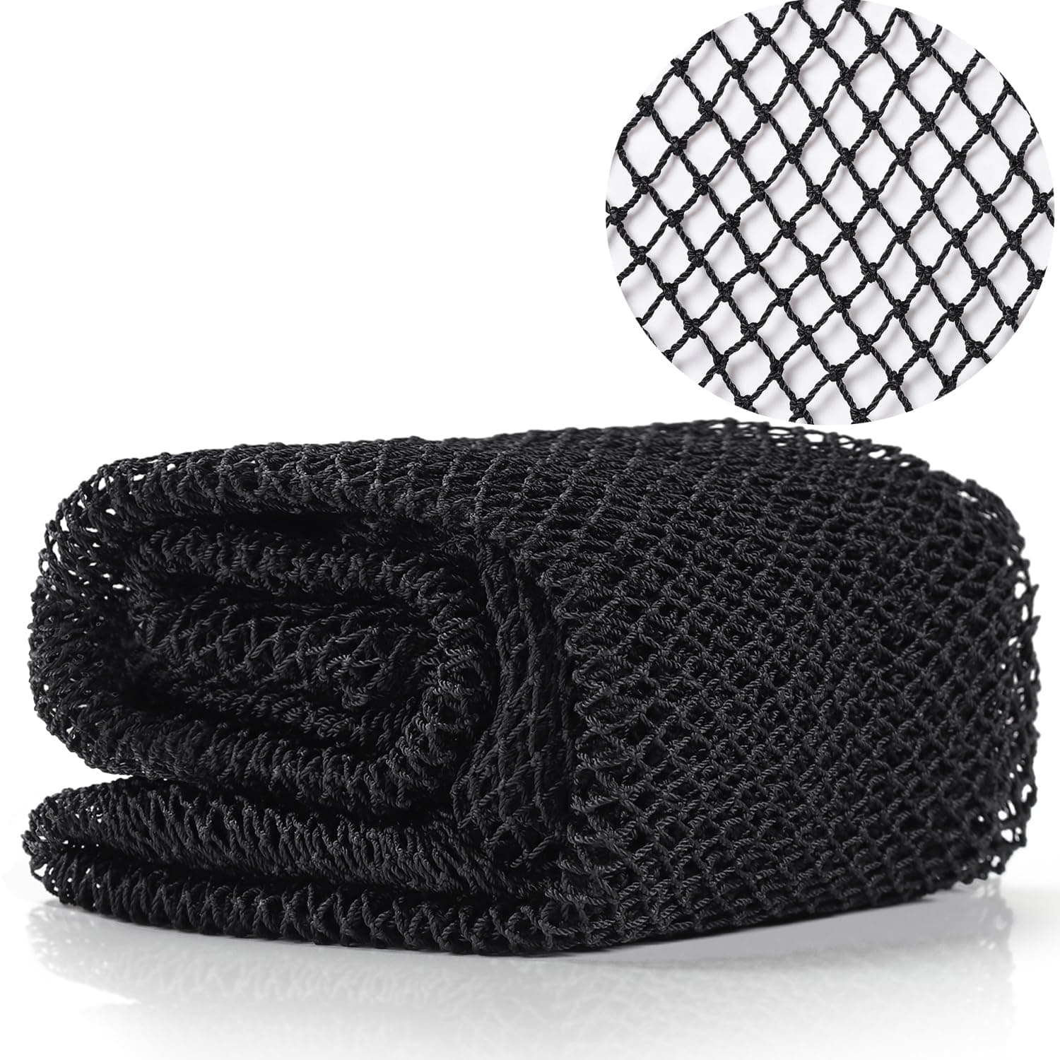JASSINS African Net Long Bath Net Sponge, Bathing Body Exfoliating Shower Body Back Scrubber Skin Smoother,Stretch Length to 66 INCH (Black)