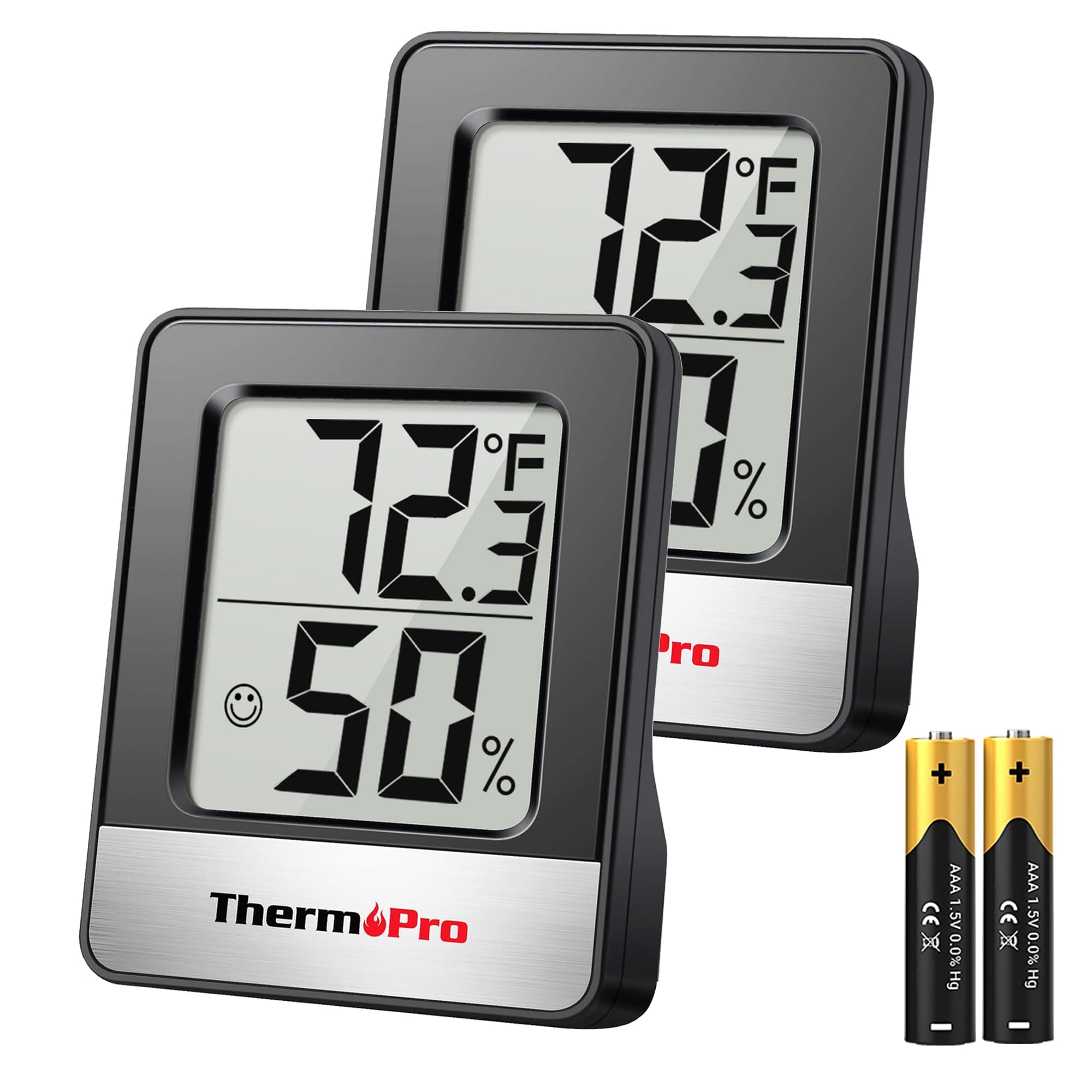 TP49 2 Pieces Digital Hygrometer Indoor Thermometer Humidity Meter Room Thermometer with Temperature and Humidity Monitor Mini Hygrometer Black Weather Station