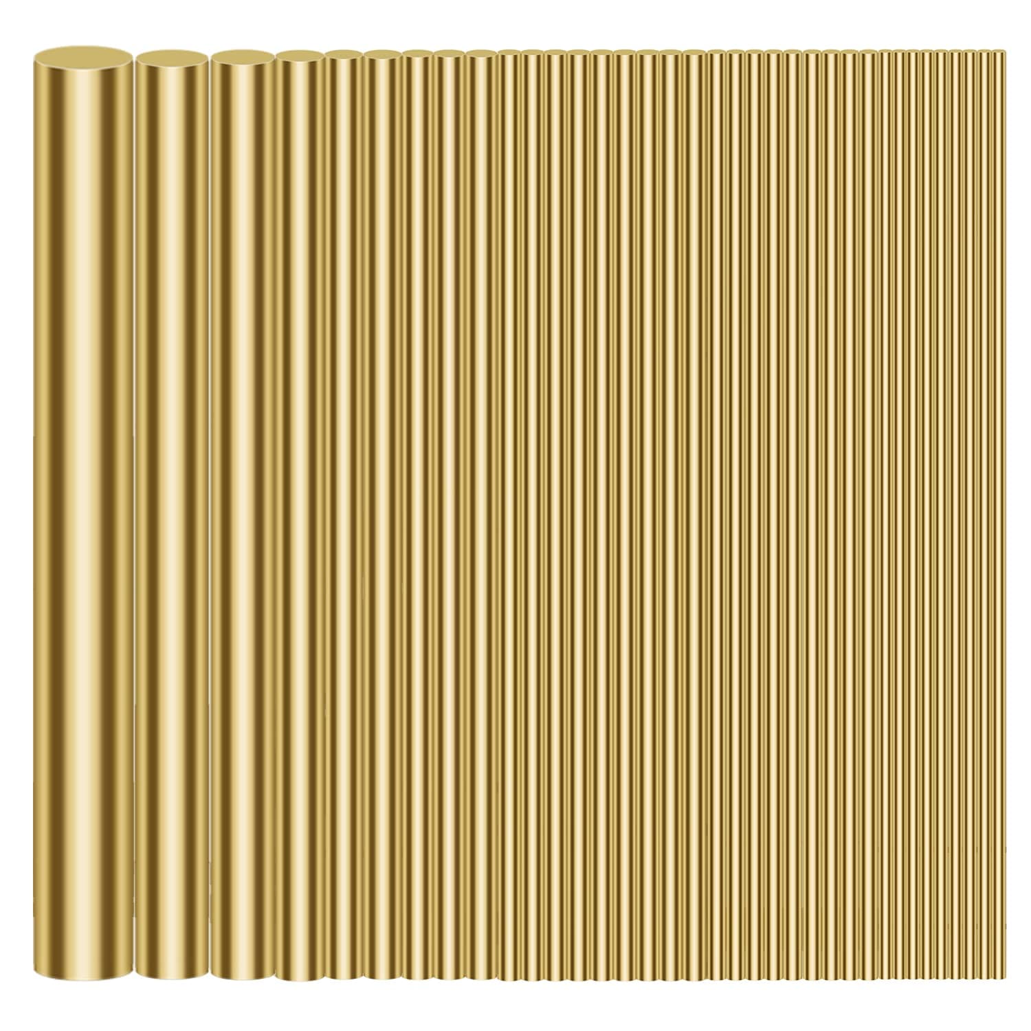Sutemribor 1/2" 3/8" 5/16" 1/4" 3/16" 5/32" 1/8" 3/32" 1/16" Brass Rods Assortment Kit, Brass Solid Round Rod Lathe Bar Stock for Craft Making, Handle Pin, 3.94" in Length (36 Pieces)