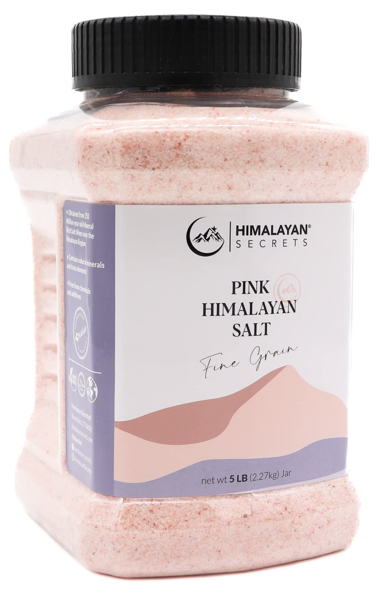 Himalayan Secrets Gourmet Pink Himalayan Salt - Bulk 5LB Jar - 100% Natural Healthy Salt Packed with Minerals - Kosher Certified (5 LB Fine Jar)