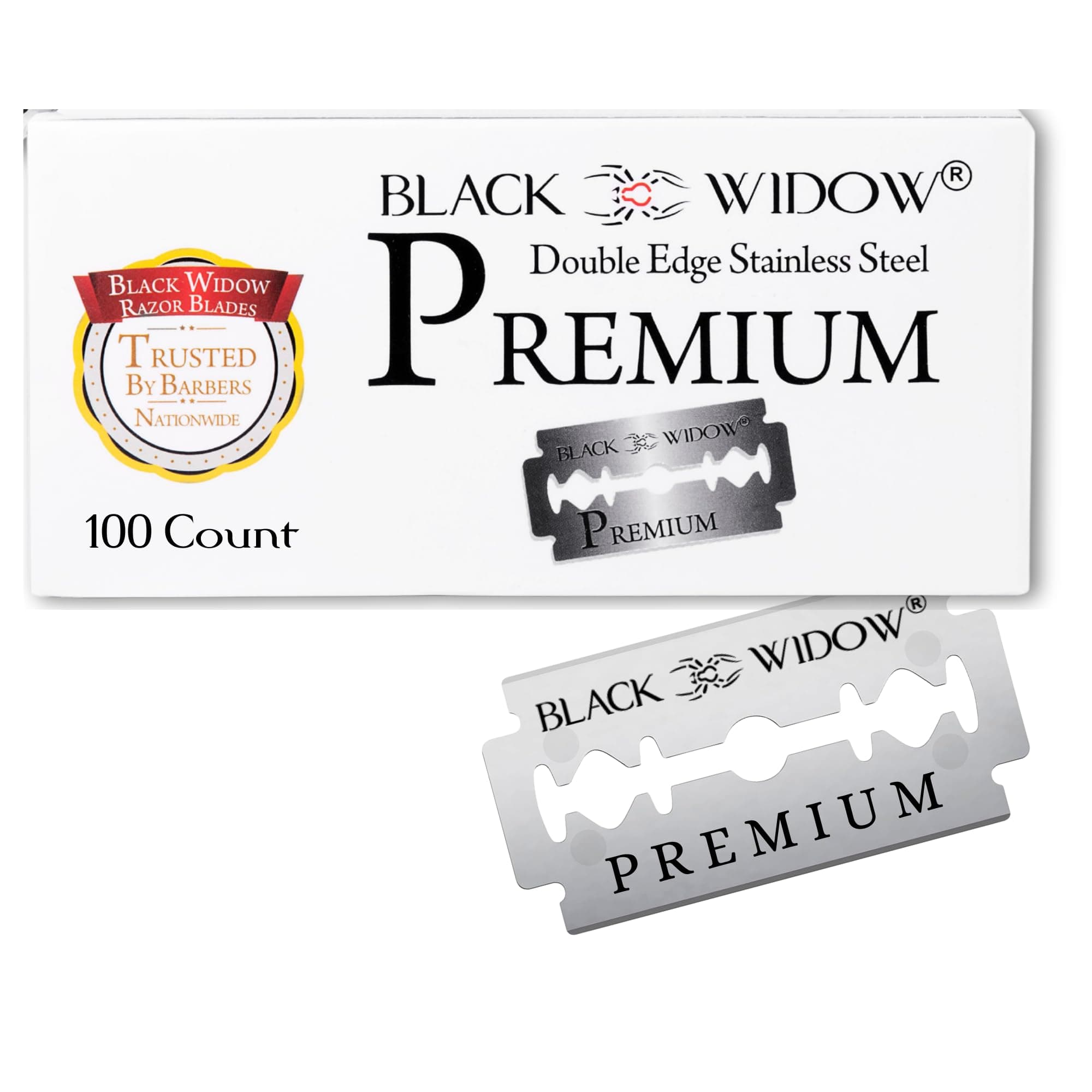 Black Widow Executive Brand Razor Premium Double Edge Blades - Swedish Steel Premium Blades for Safety s and Straight Edge s - 20 Packs of 5 Blades (100 Count)