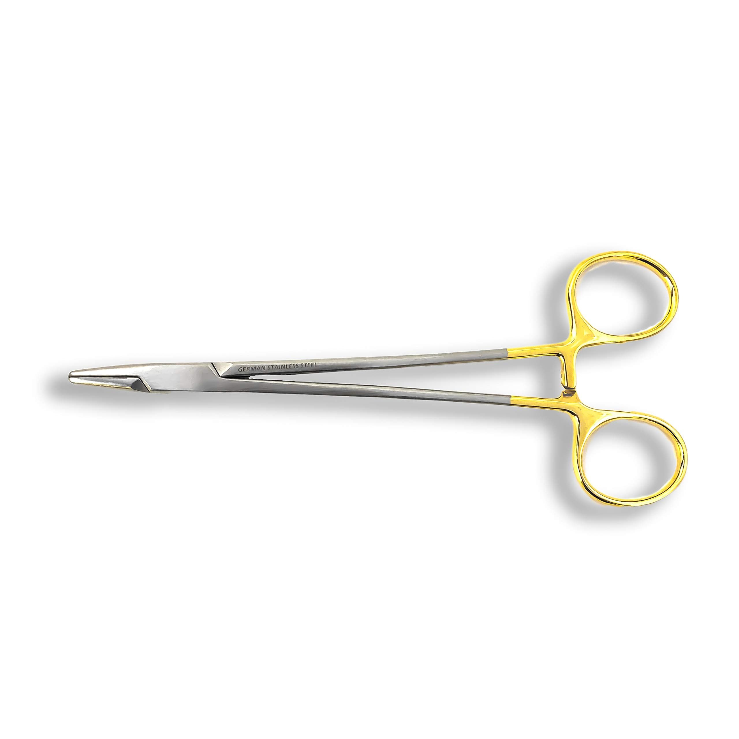 Cynamed TC Mayo Hegar Tungsten Carbide Inserts & Gold Rings Needle Holder - High Quality Tool (8")