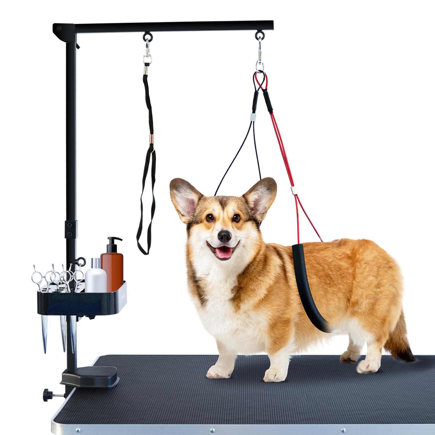 SHELANDY Pet Grooming arm with clamp for Large and Small Dogs - 35 inch Height Adjustable and Free Two No Sit Haunch Holder,Black